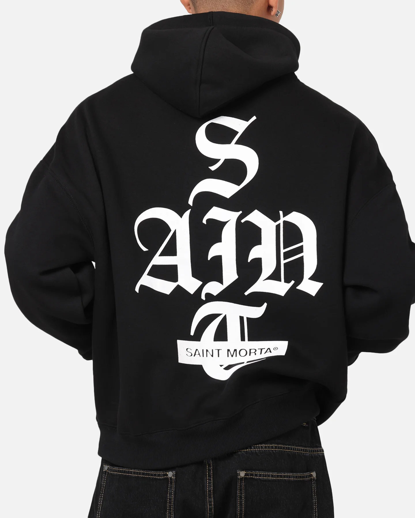 Saint Morta Gothic Stack Boxy Hoodie Black - Image 8