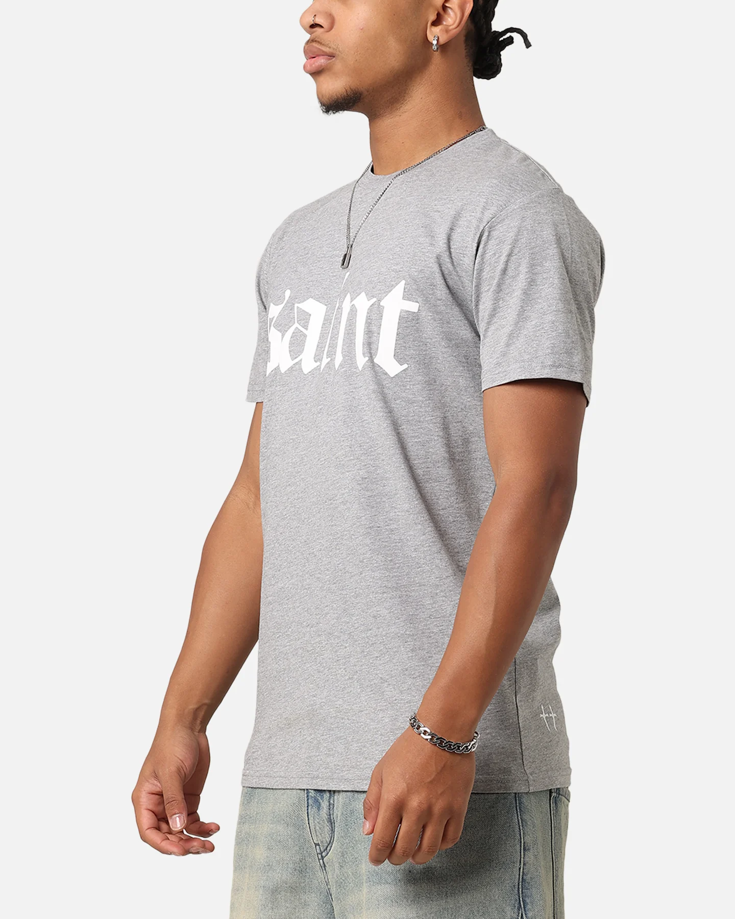 Saint Morta Gothic T-Shirt Grey Marle - Image 5