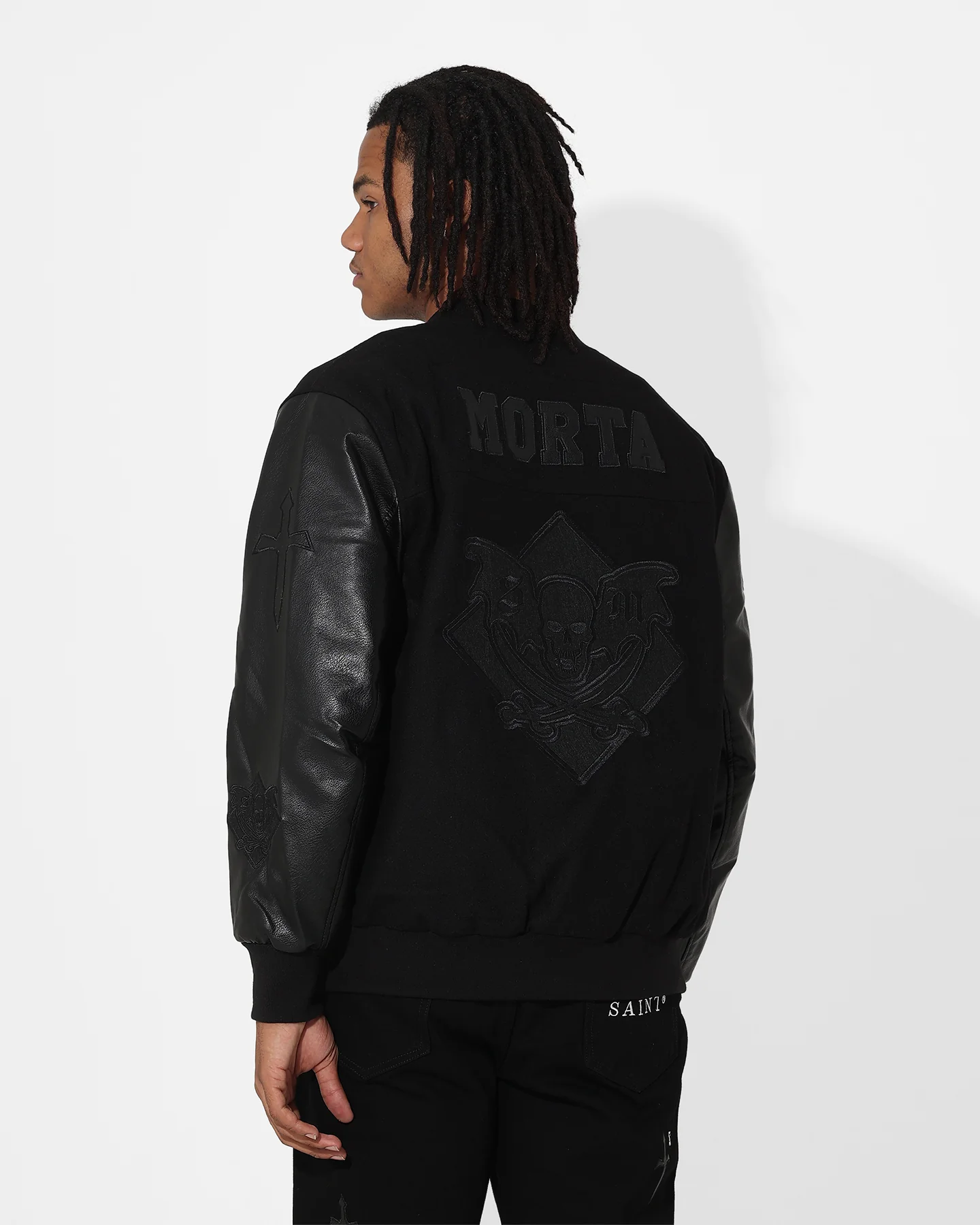 Saint Morta Graveyard Varsity Jacket Black/Black - Image 2