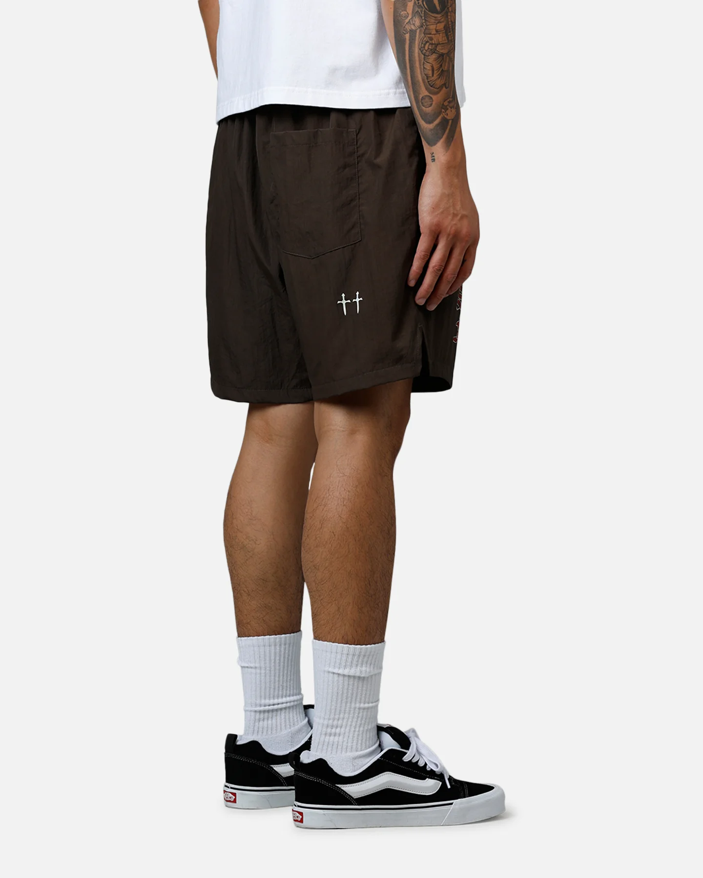 Saint Morta Hardcore Nylon Shorts Dark Brown - Image 3
