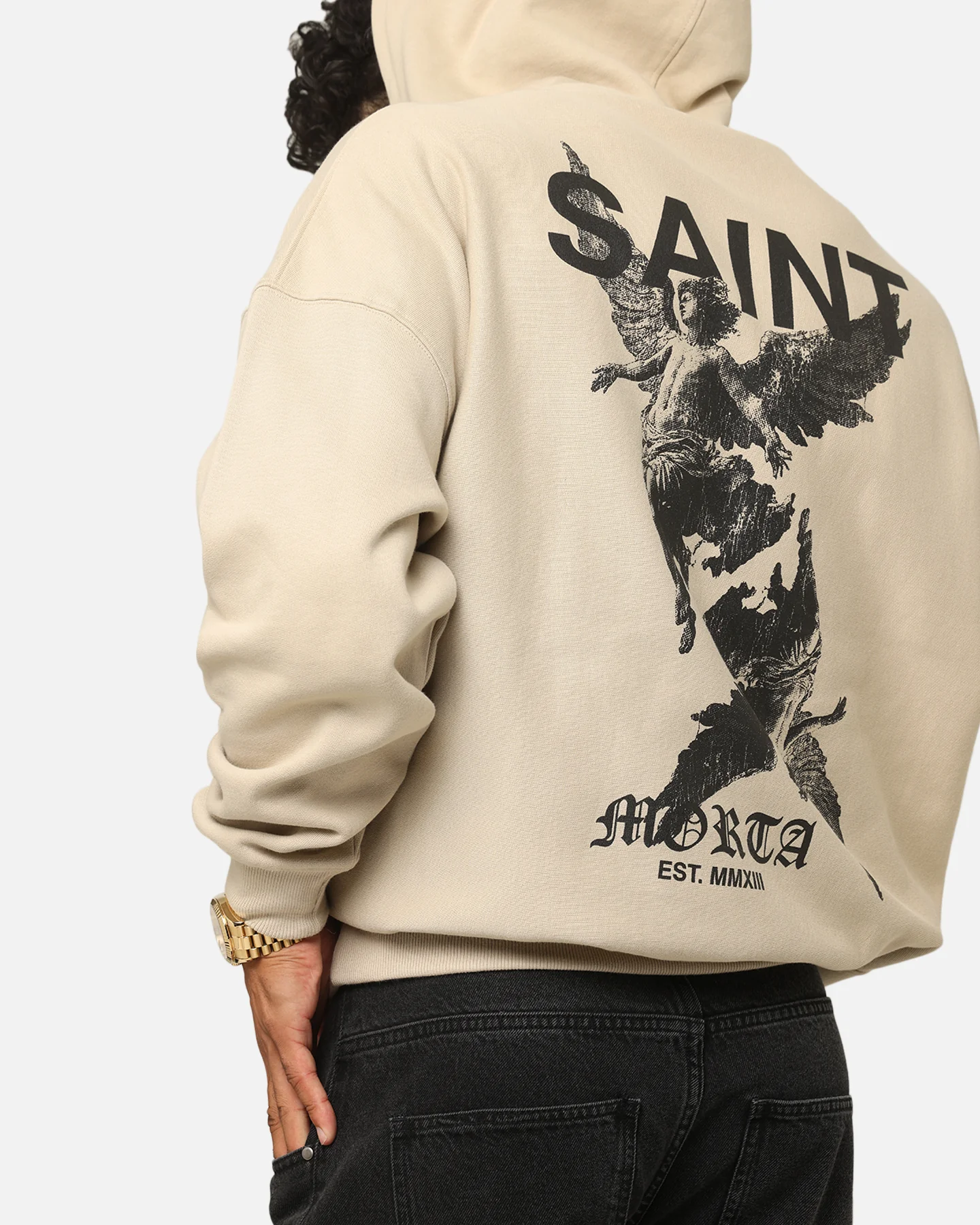 Saint Morta Heavens Boxy Hoodie Stone - Image 7