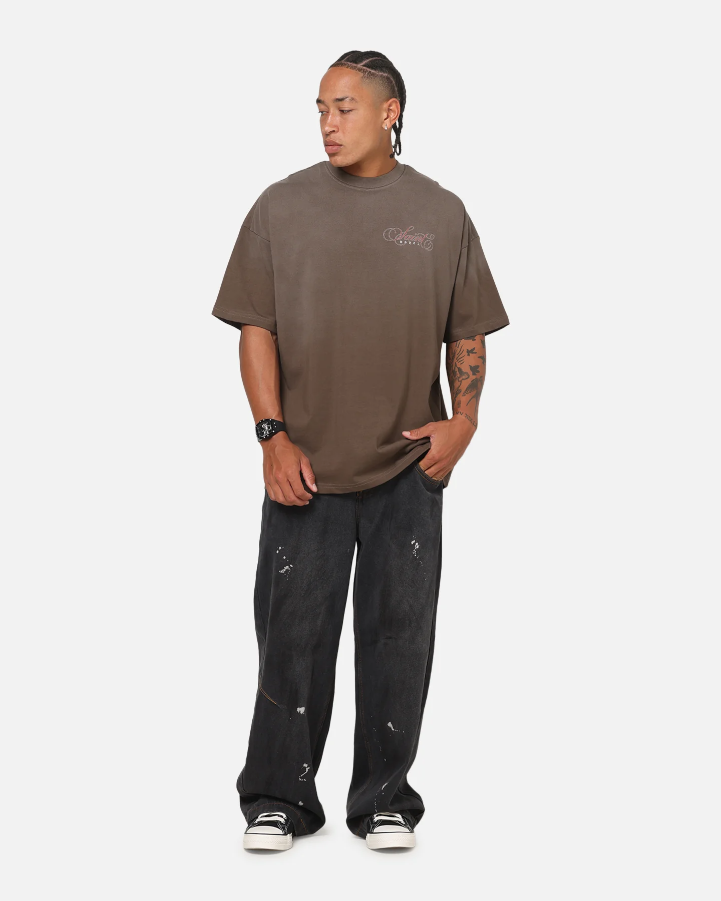 Saint Morta Heavens Kitchen Boxy T-Shirt Washed Brown - Image 4