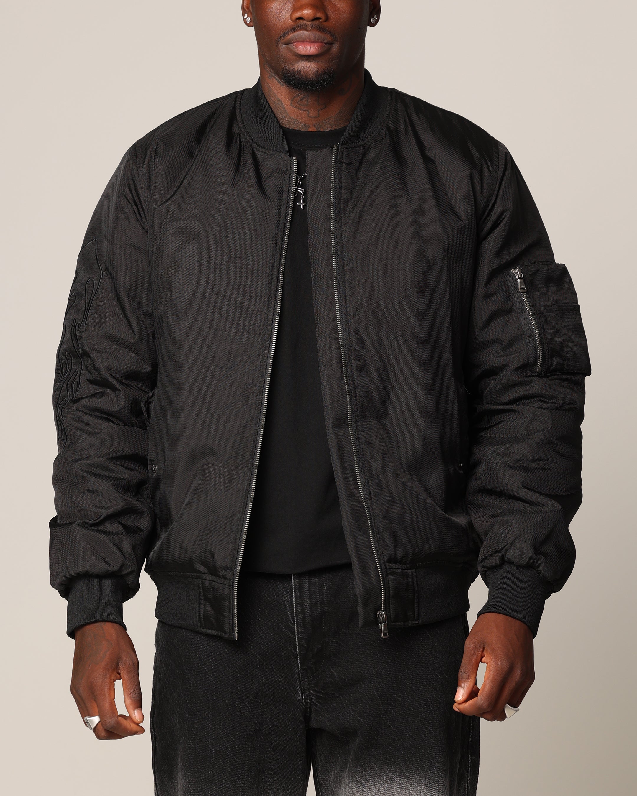 Saint Morta Hellfire Bomber Jacket Black - Image 2