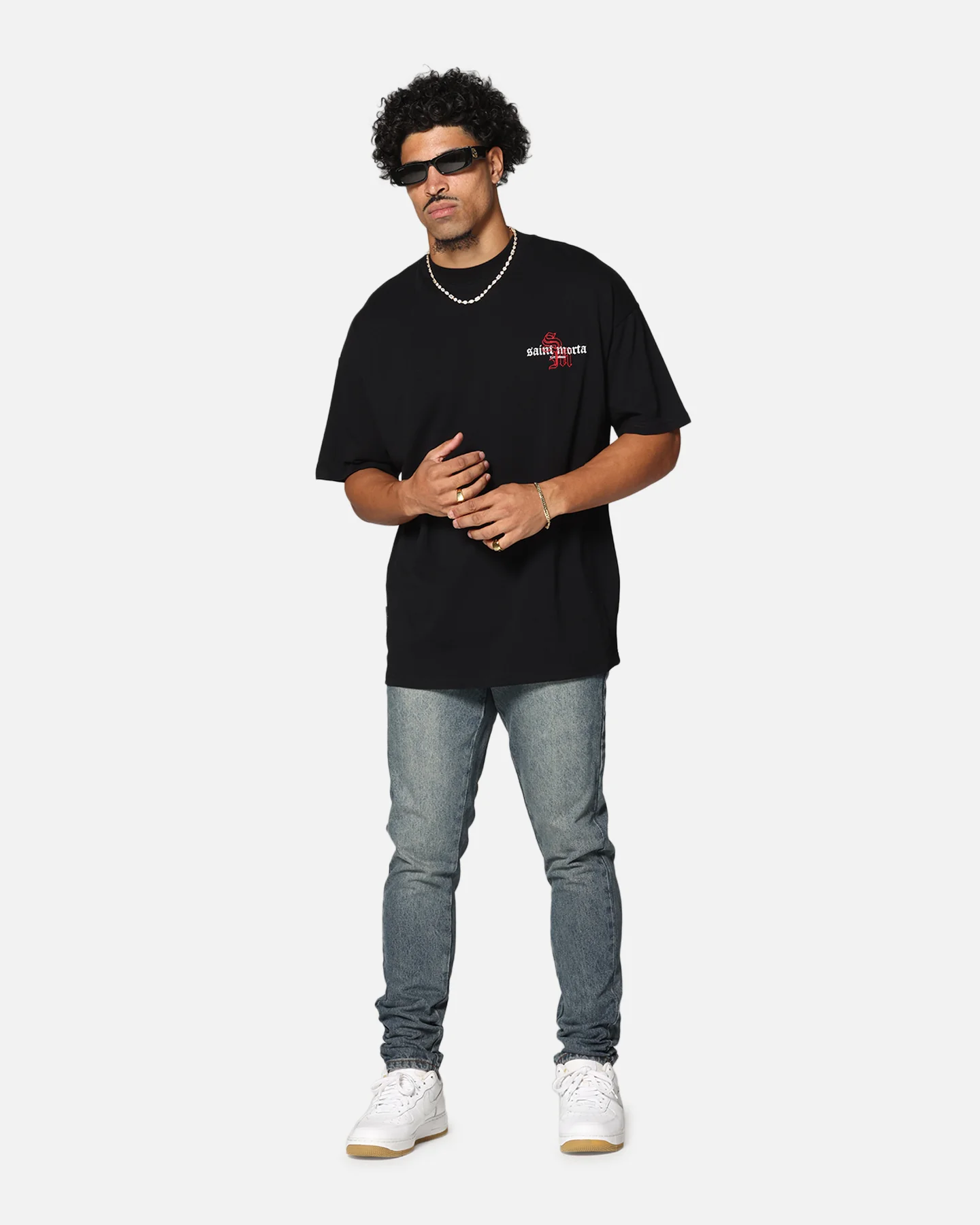 Saint Morta Heritage Boxy T-Shirt Black/Red - Image 4