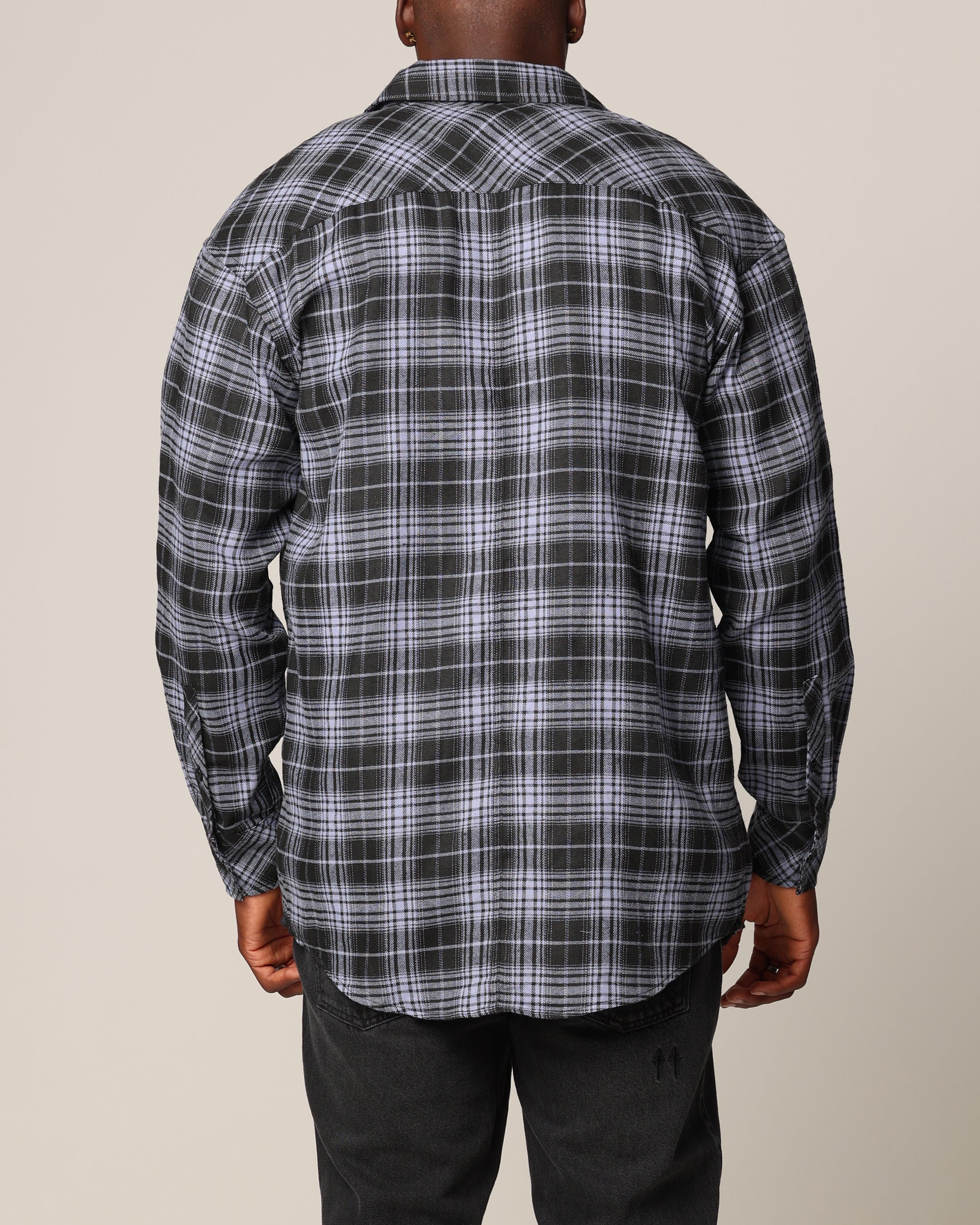 Saint Morta Heron Flannel Shirt Blue/Black - Image 3