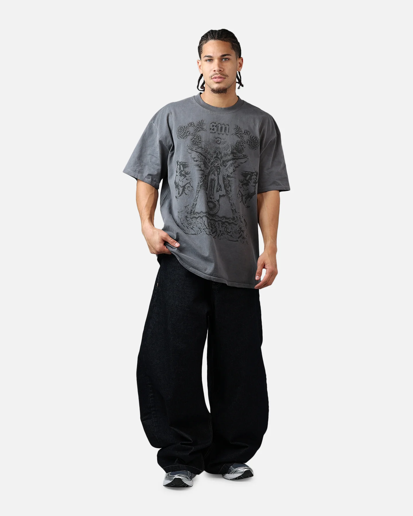 Saint Morta Holy Ghost T-Shirt Washed Charcoal - Image 3