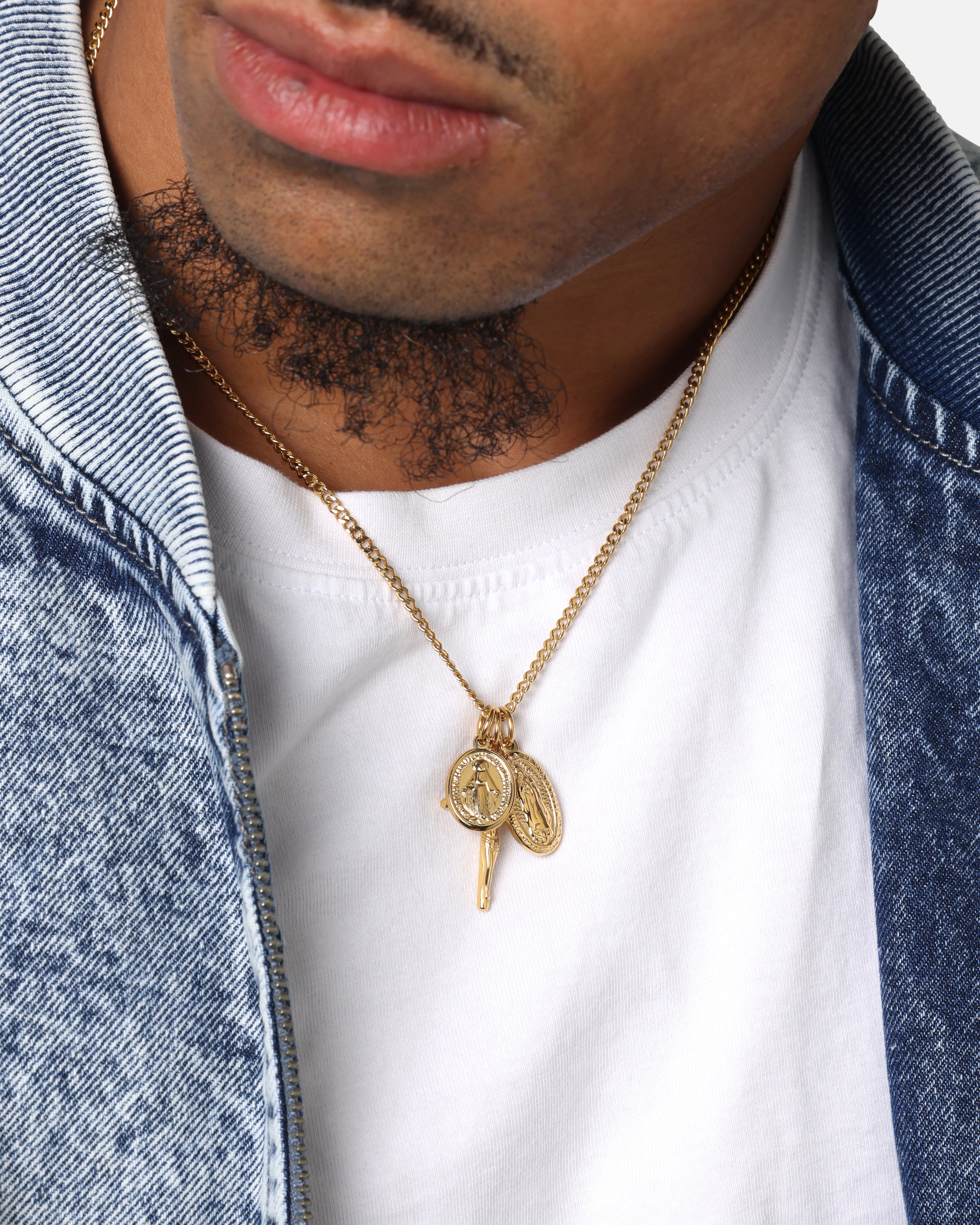 Saint Morta Holy Stacked 3mm Cuban Chain Necklace Gold - Image 2