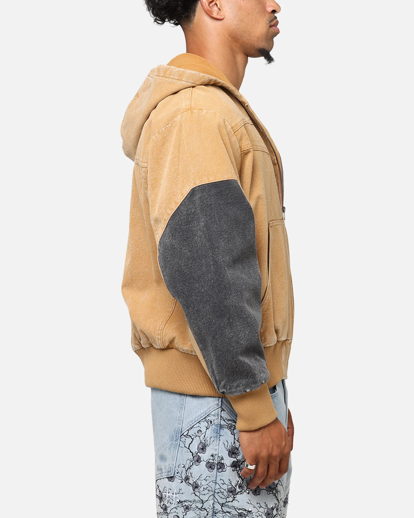 Saint Morta Hooded Workwear Jacket Tan/Black - Image 4