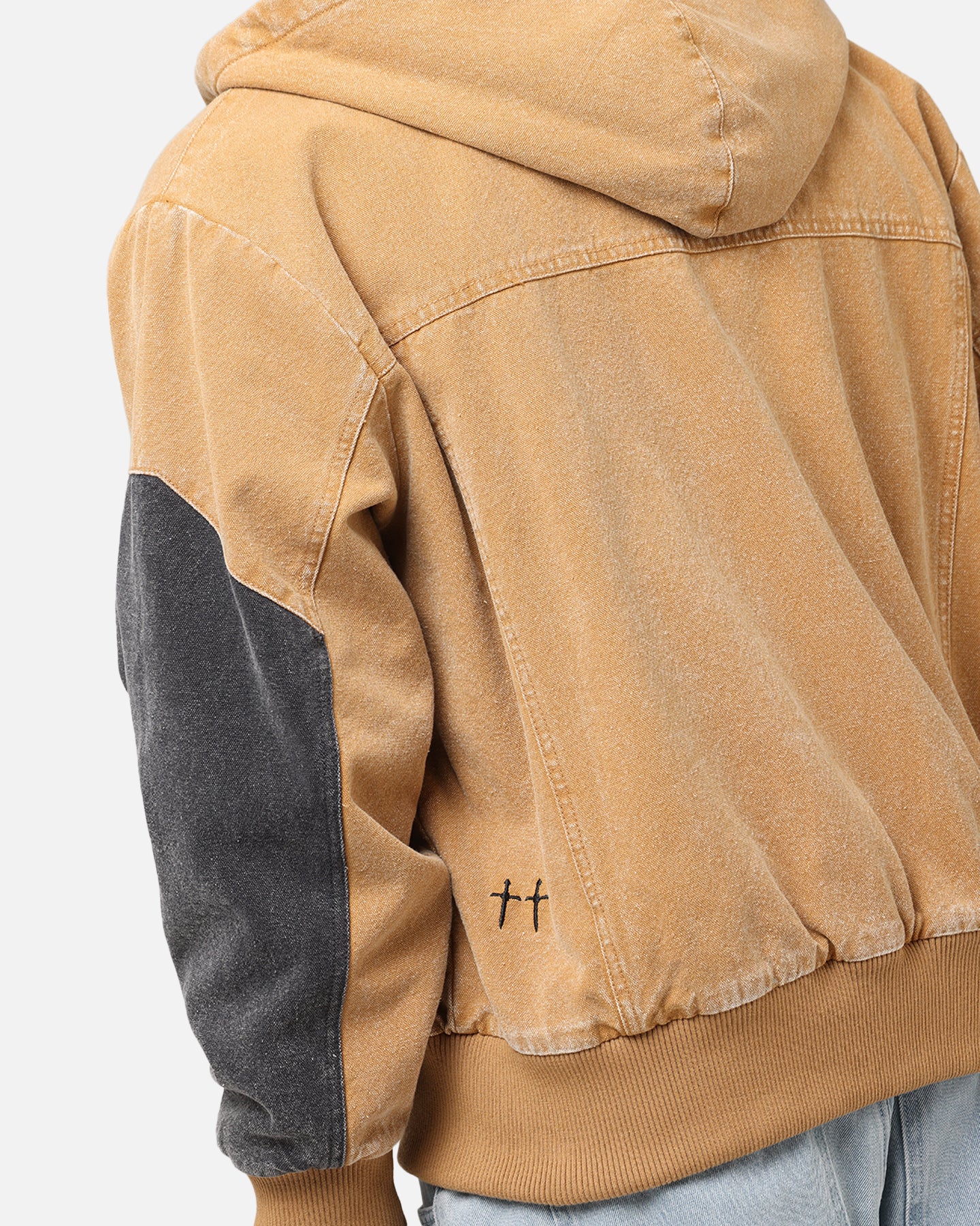 Saint Morta Hooded Workwear Jacket Tan/Black - Image 7