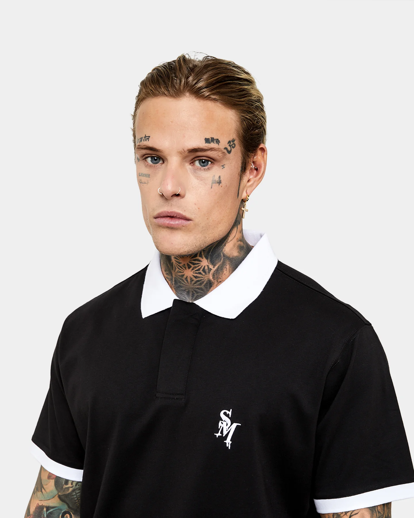 Saint Morta Icarus Polo Shirt Black/White - Image 5