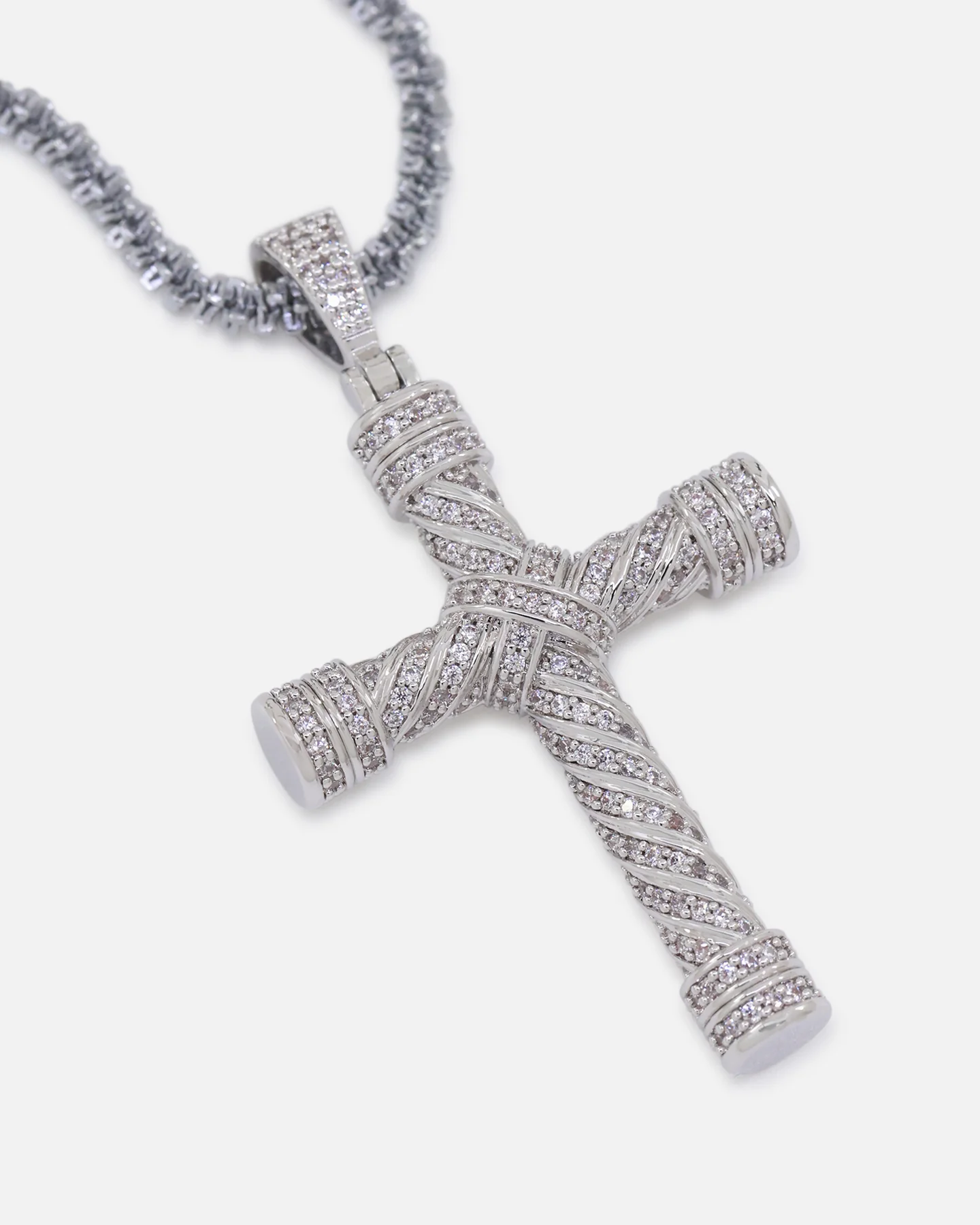 Saint Morta Iced Cross Pendant White Gold - Image 4