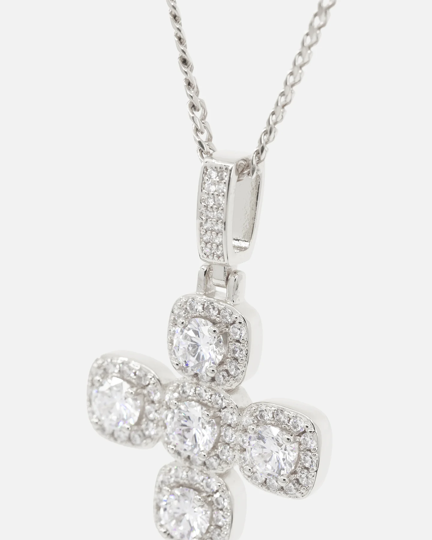 Saint Morta Iced Cushion Cross Pendant Iced White Gold - Image 4