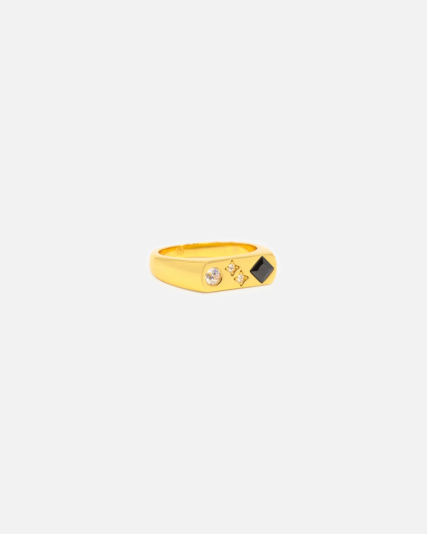 Saint Morta Iced Stars Signet Ring Gold - Image 4