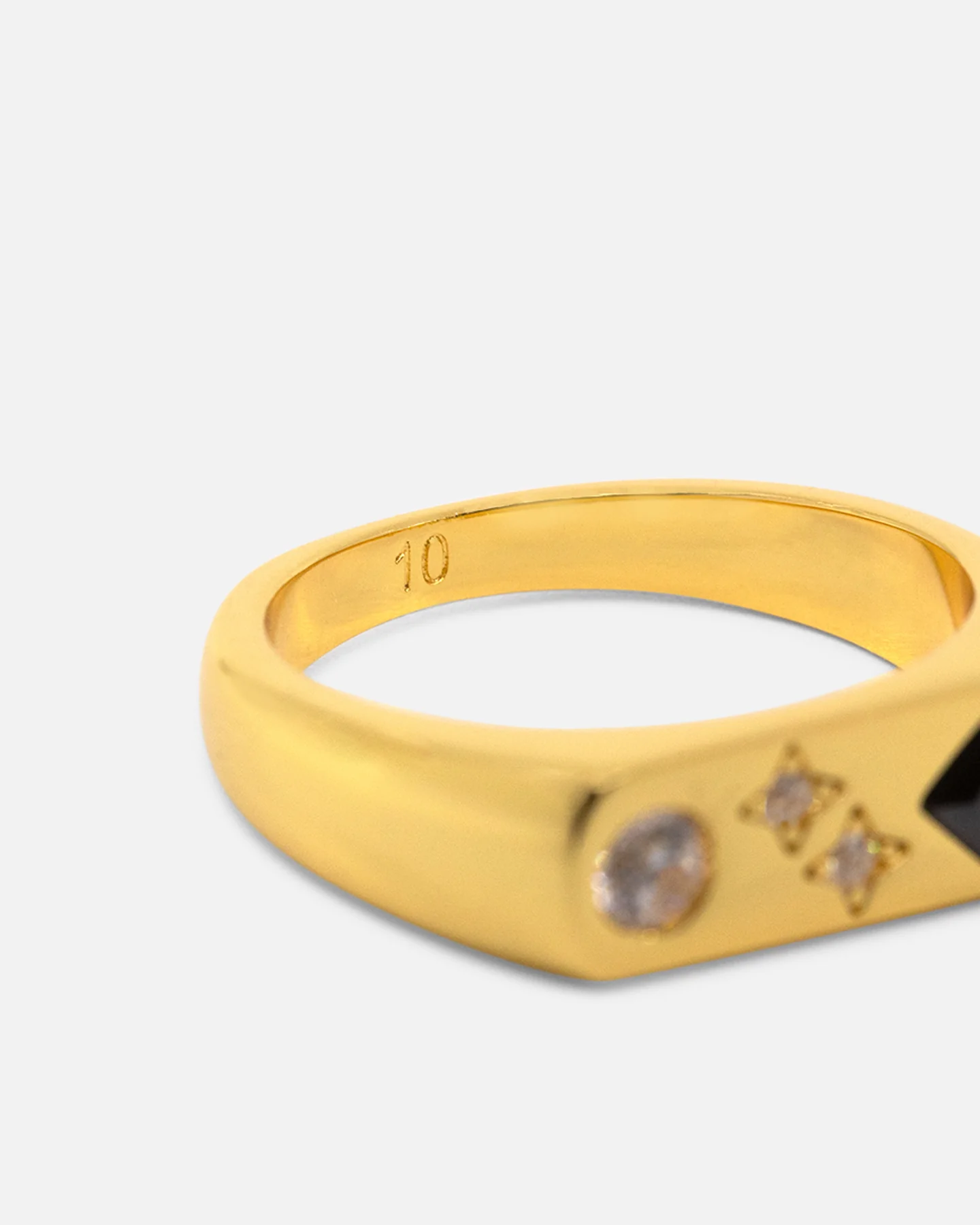 Saint Morta Iced Stars Signet Ring Gold - Image 7