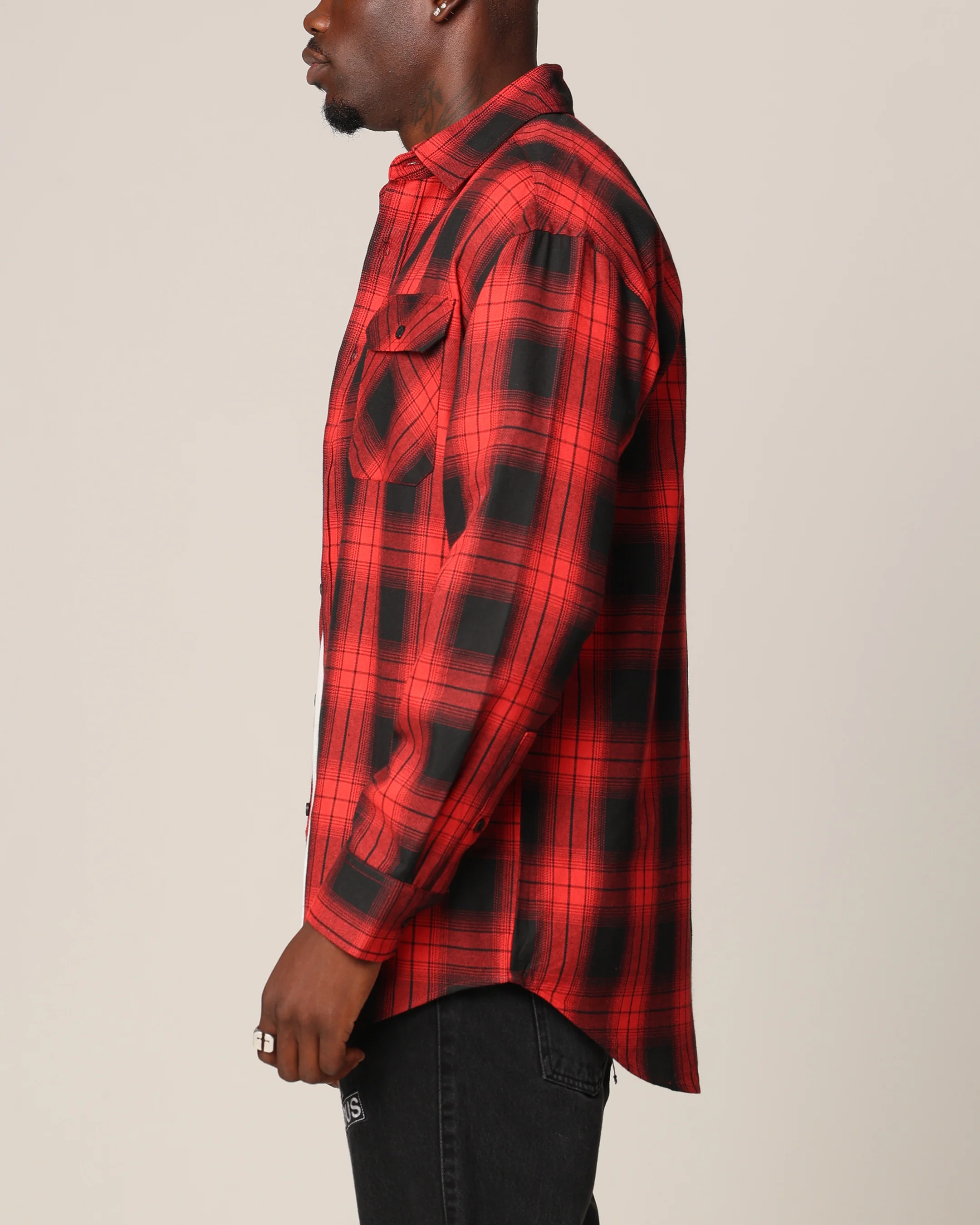 Saint Morta Icon Flannel Shirt Red/Black - Image 5