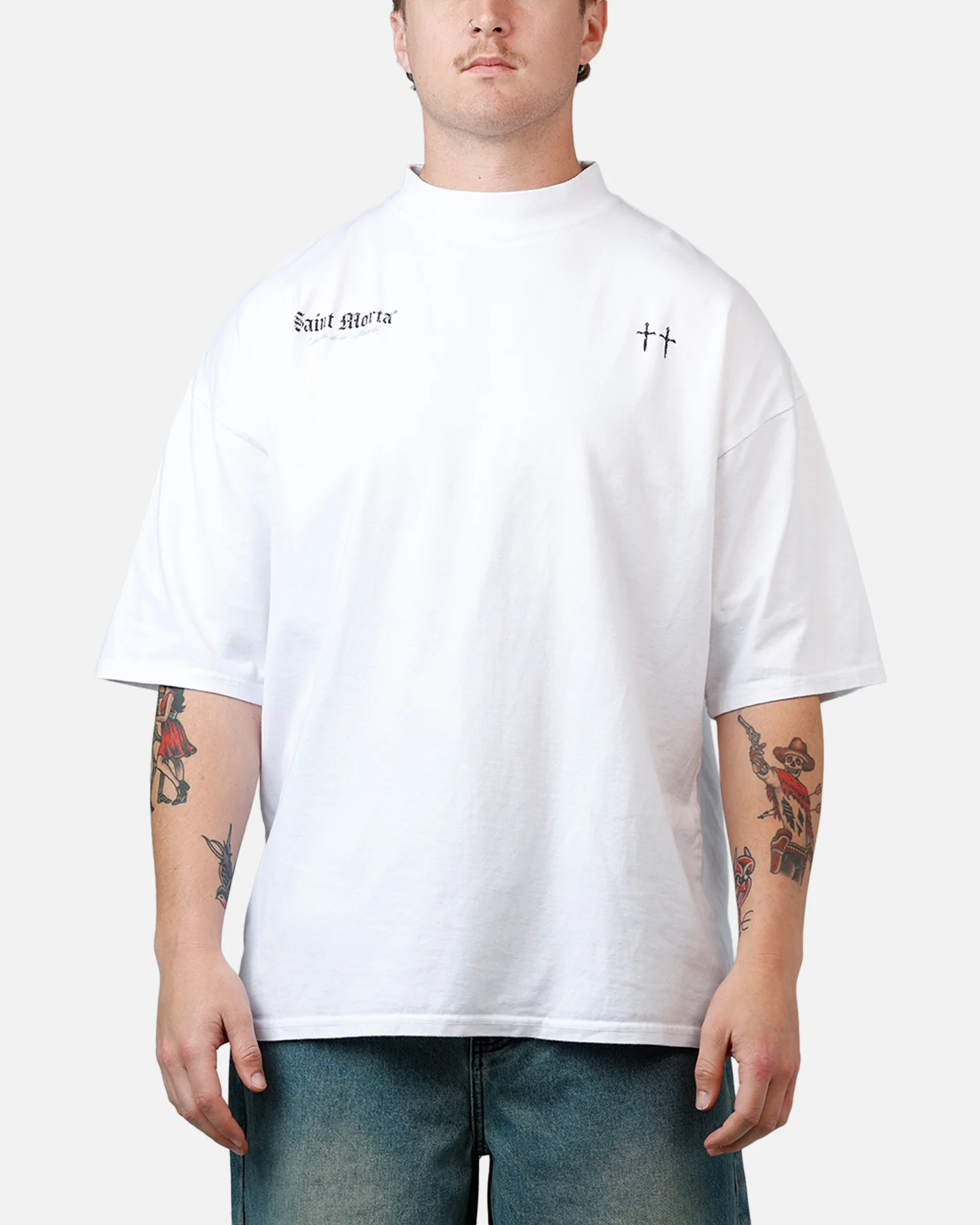 Saint Morta La Muerte Script T-Shirt White - Image 2