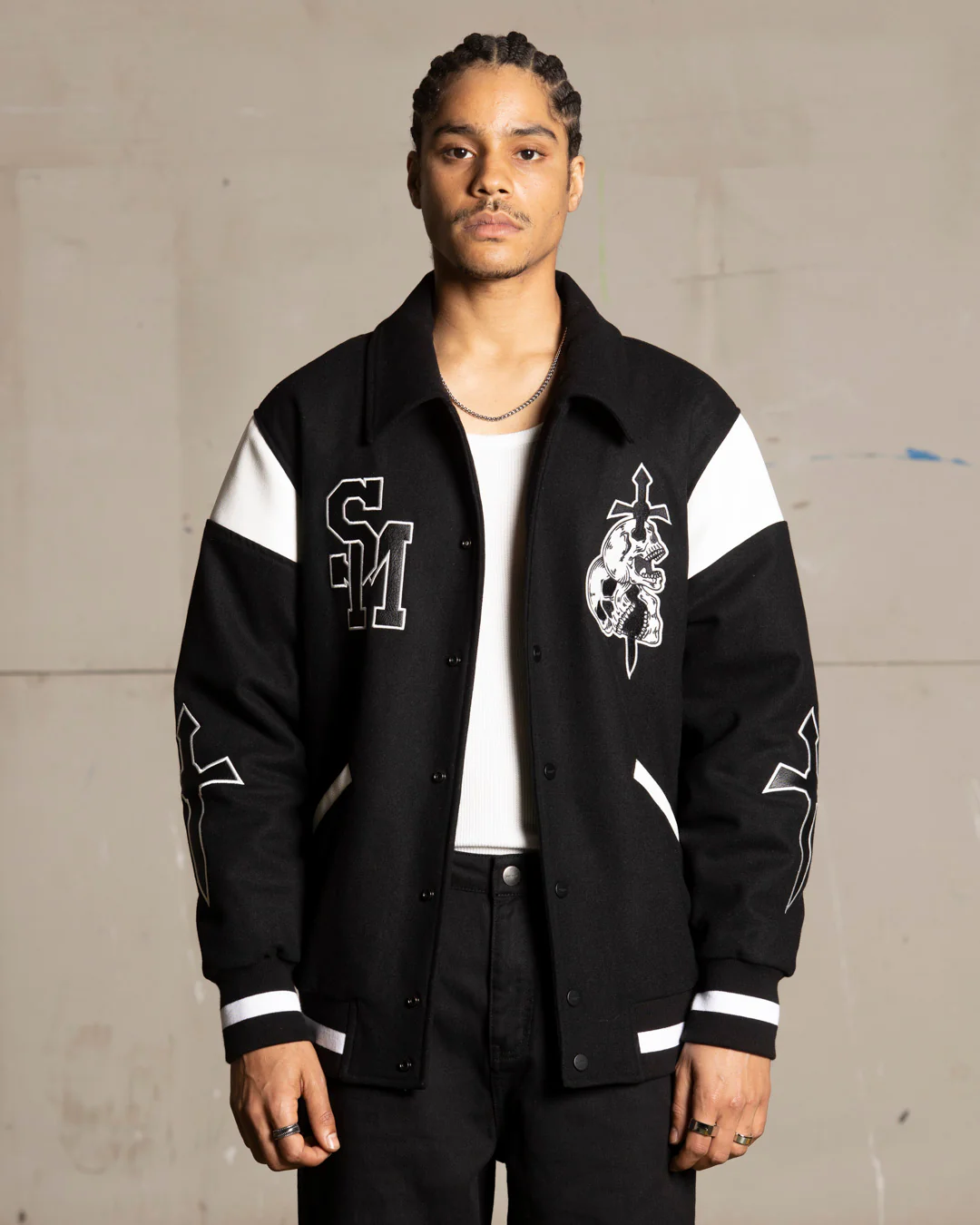 Saint Morta La Rambla Varsity Jacket Black/White - Image 2