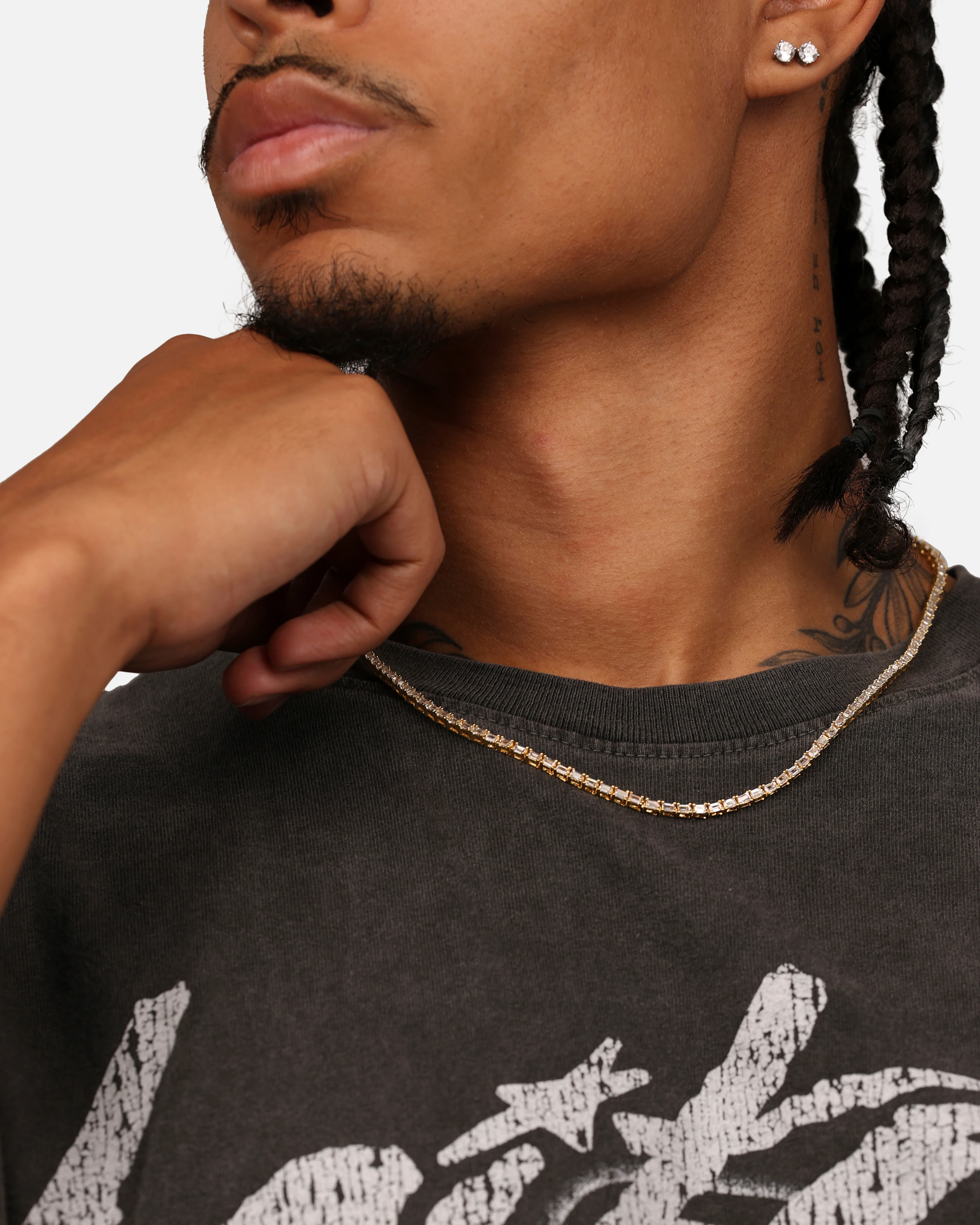 Saint Morta Landscape Baguette Chain Iced Gold - Image 4