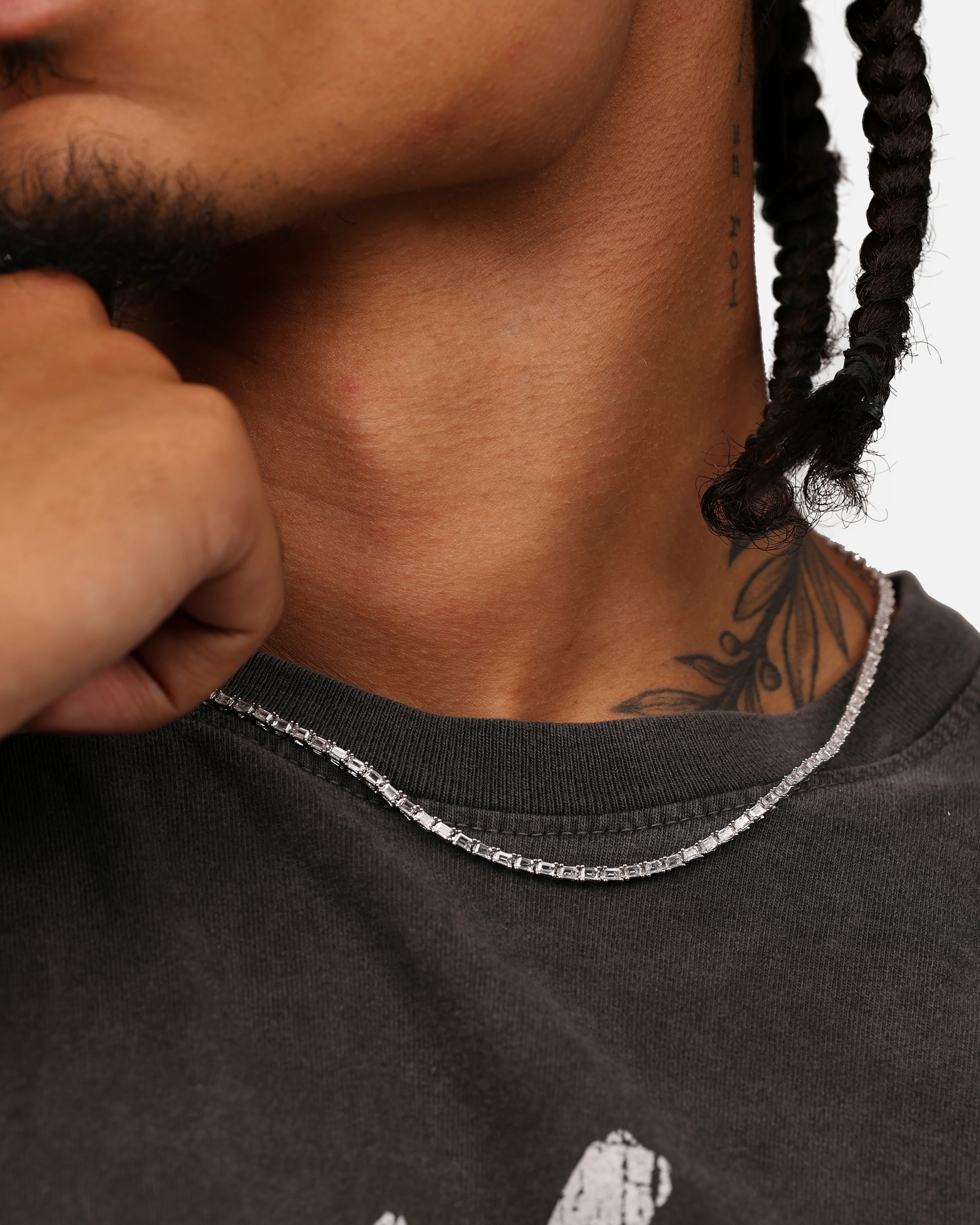 Saint Morta Landscape Baguette Chain Iced White Gold - Image 4