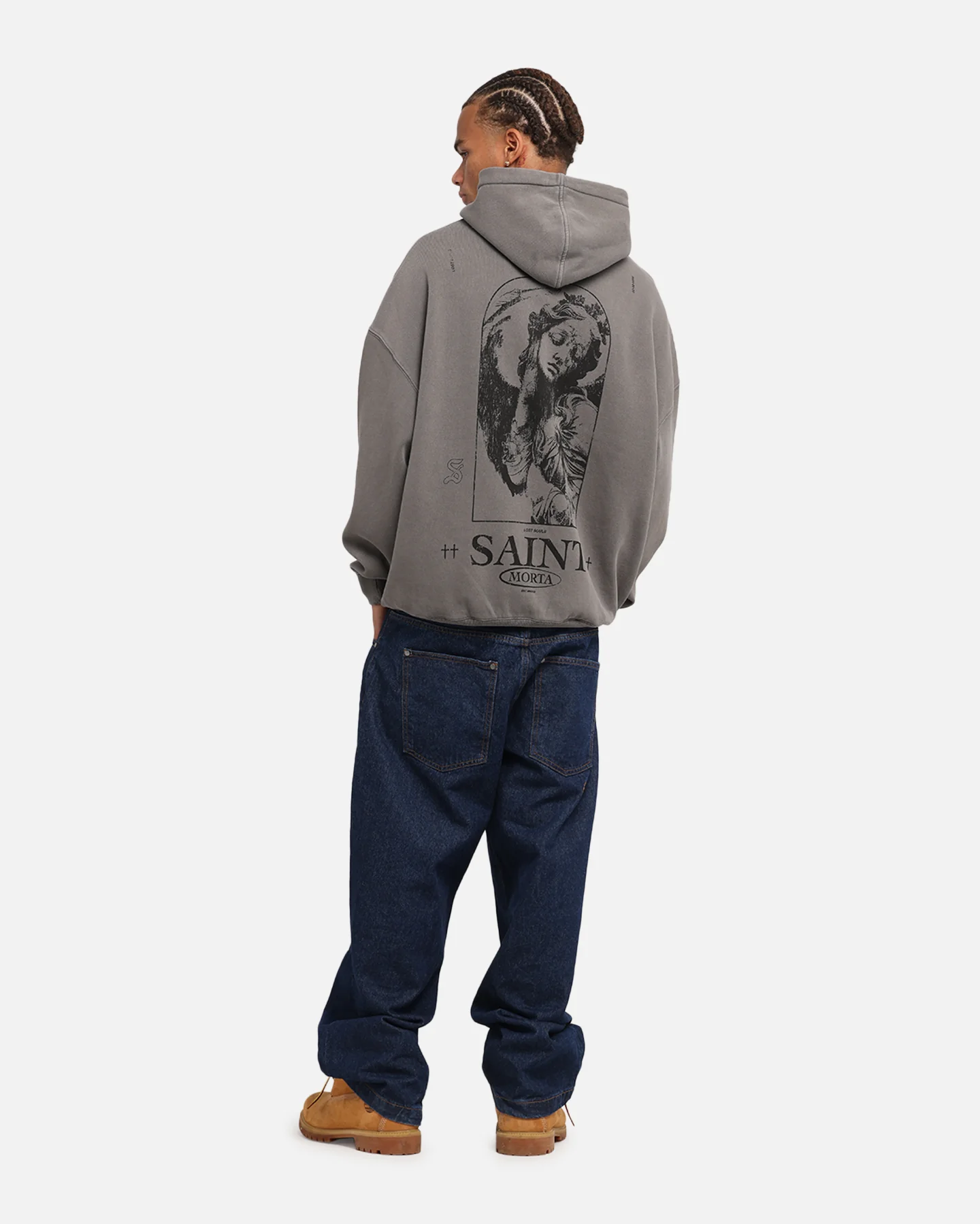 Saint Morta Lost Souls Boxy Hoodie Washed Charcoal - Image 3