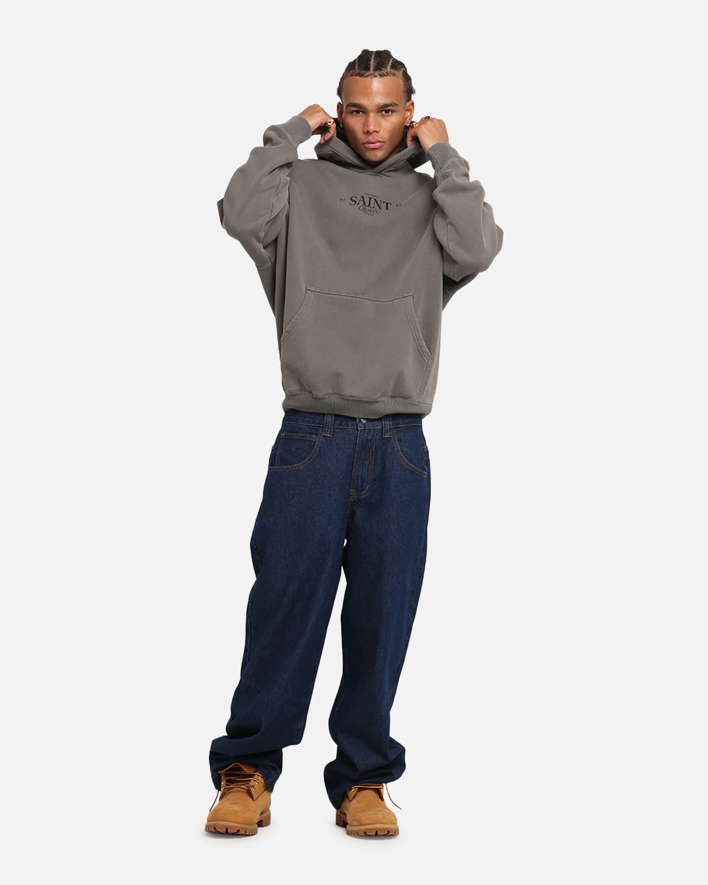 Saint Morta Lost Souls Boxy Hoodie Washed Charcoal - Image 4