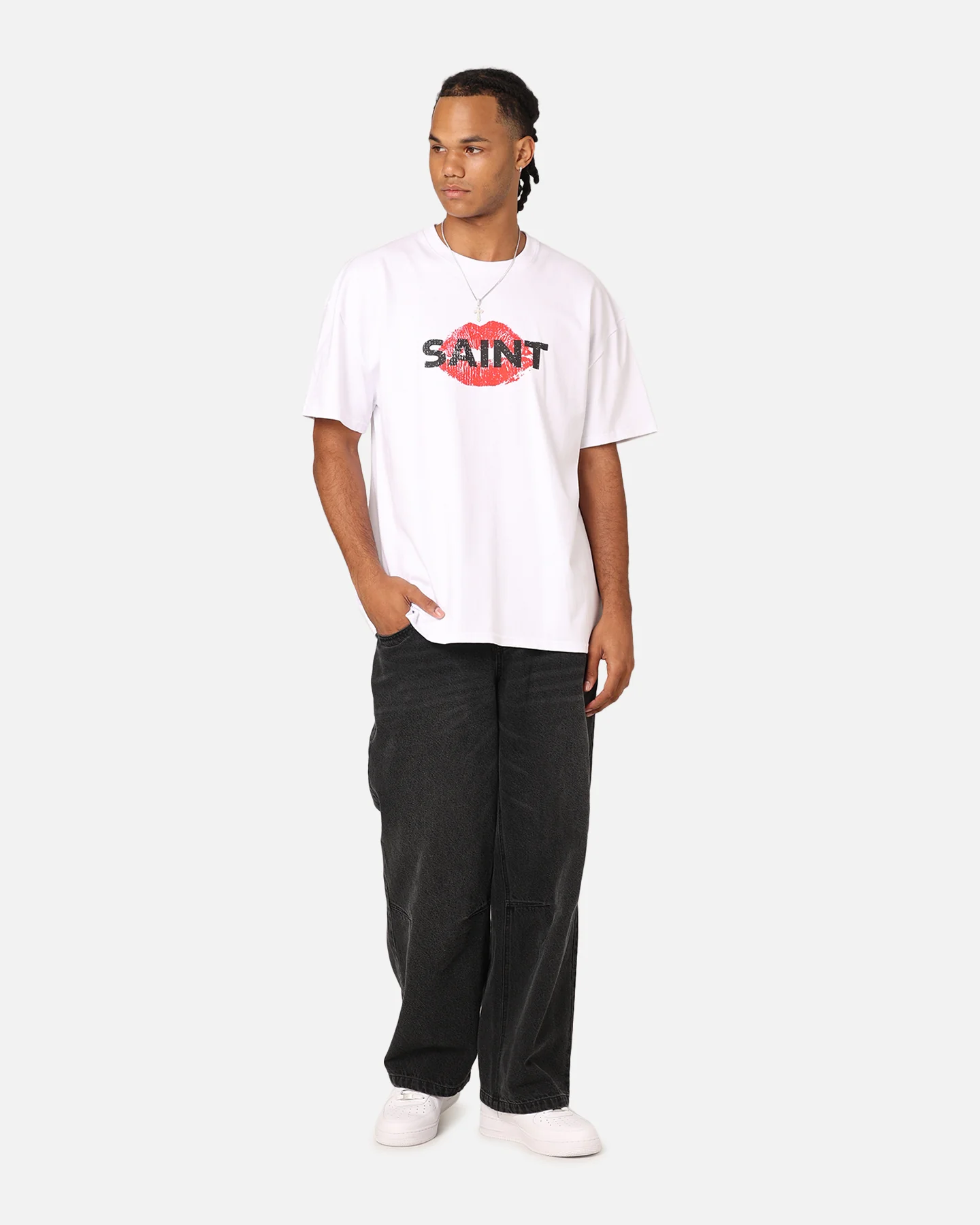 Saint Morta Love Helpline T-Shirt White - Image 4