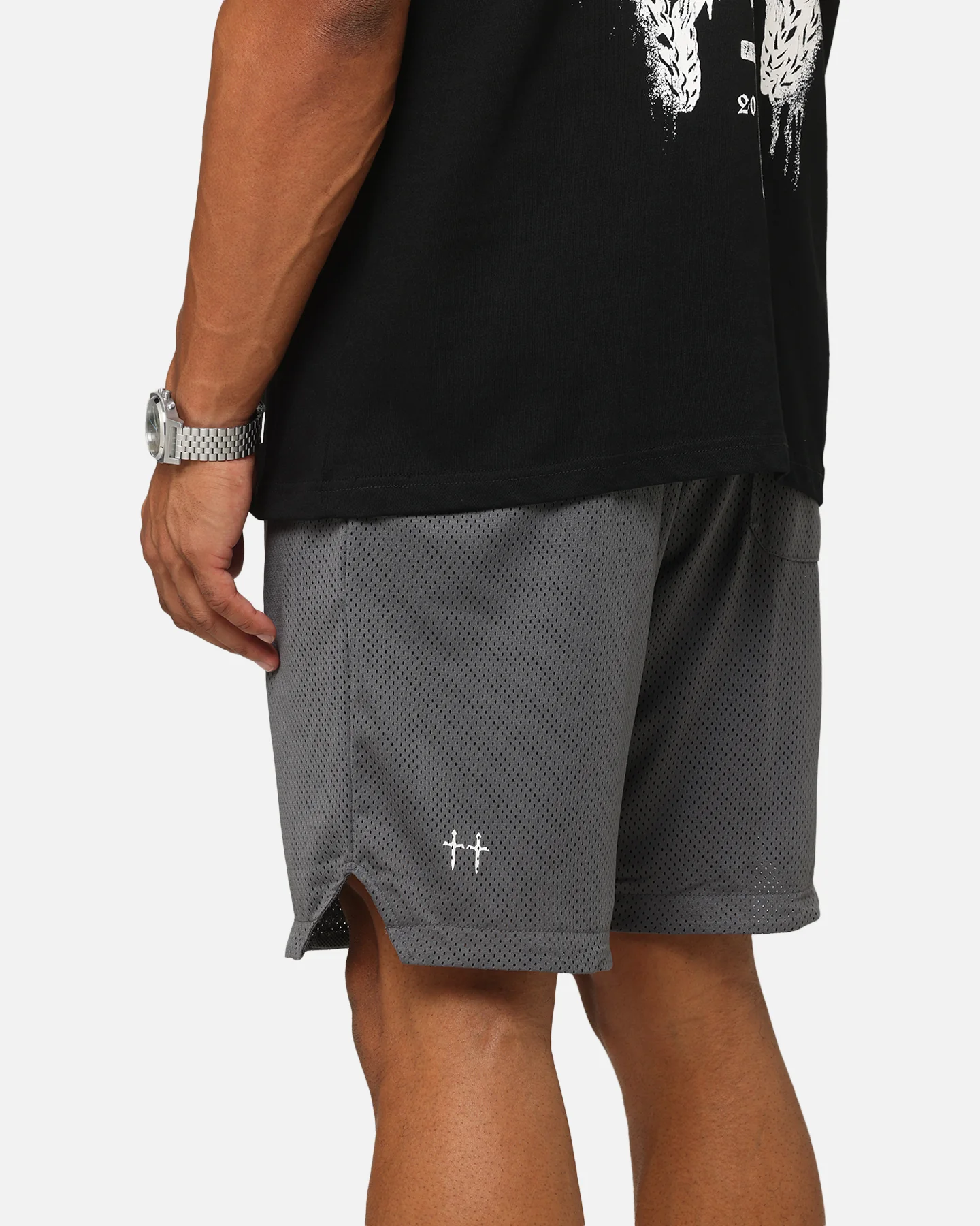 Saint Morta Members Club Mesh Shorts Dark Grey - Image 4