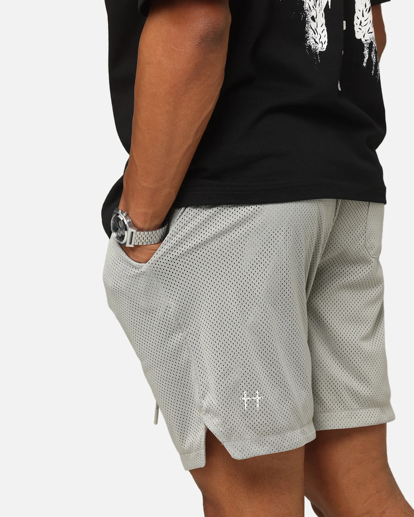 Saint Morta Members Club Mesh Shorts Light Grey - Image 4