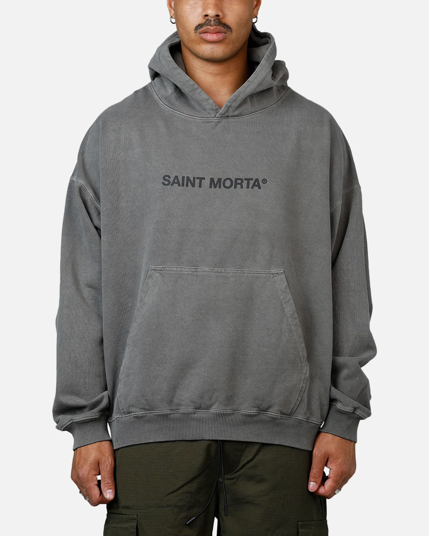 Saint Morta Memoriam Boxy Hoodie Washed Charcoal - Image 2
