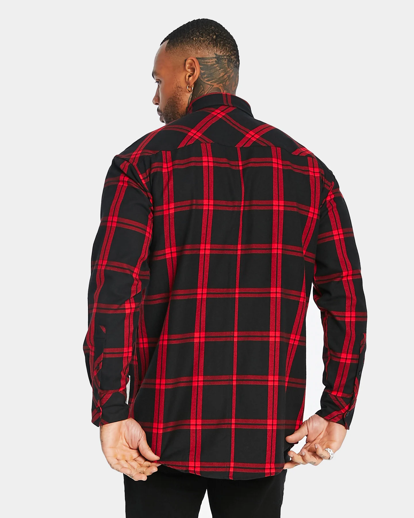 Saint Morta Men's Prima Long Sleeve Flannel Shirt Red/Black - Image 4