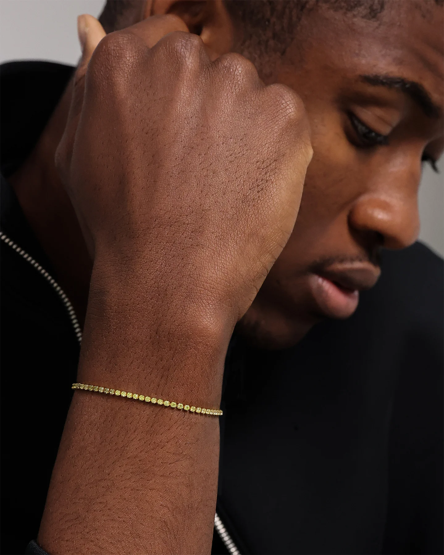 Saint Morta Micro Coloured Tennis Bracelet Gold/Green - Image 3