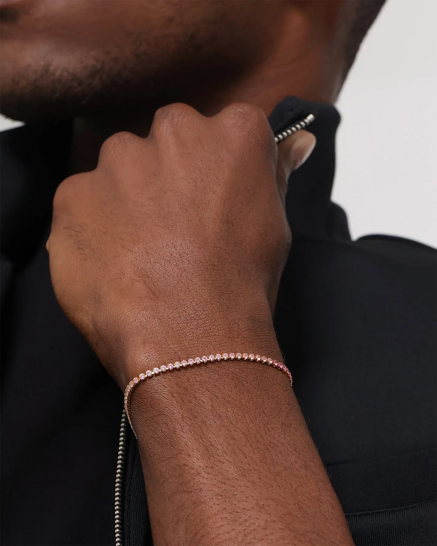 Saint Morta Micro Coloured Tennis Bracelet Gold/Pink - Image 3