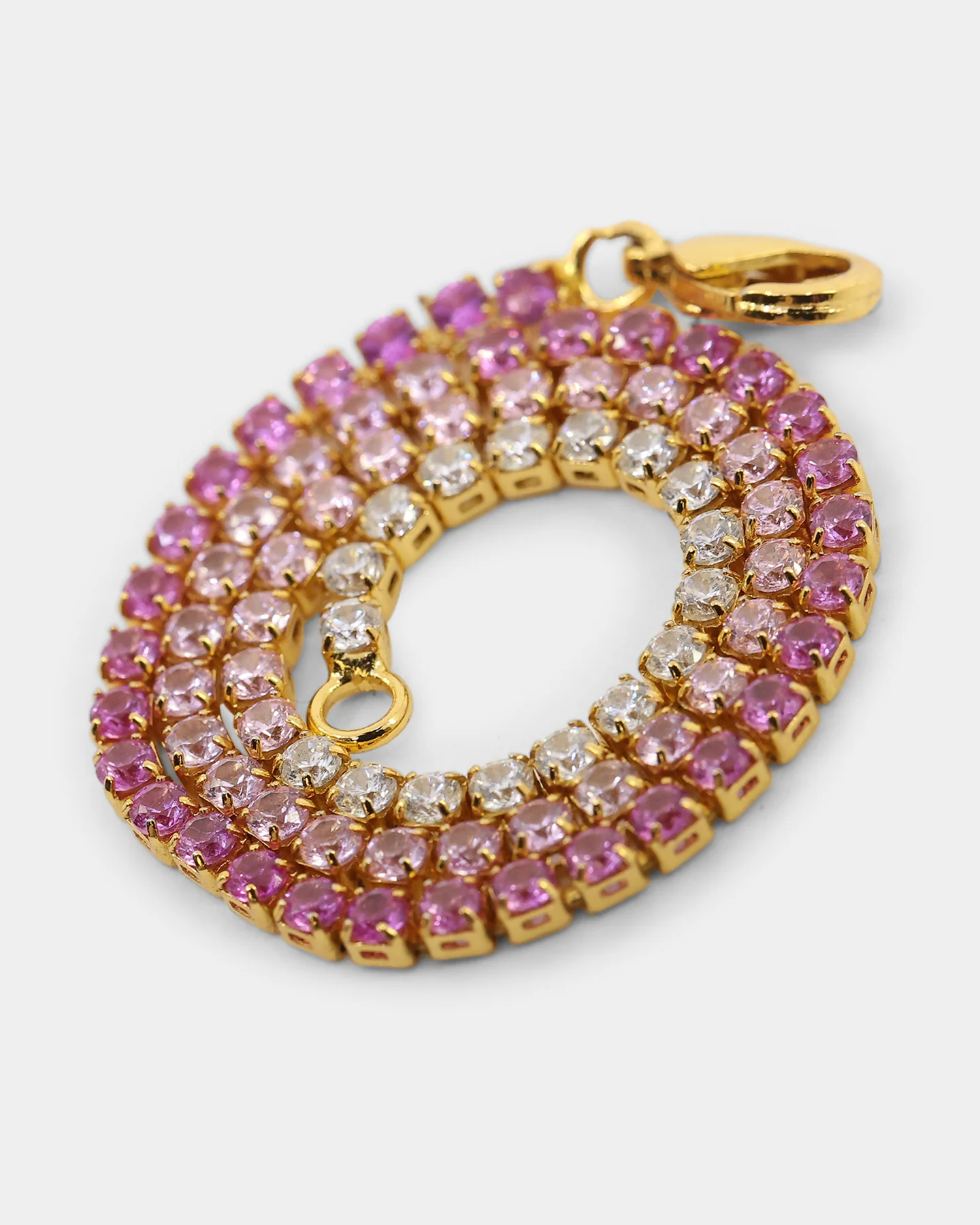 Saint Morta Micro Coloured Tennis Bracelet Gold/Pink - Image 4