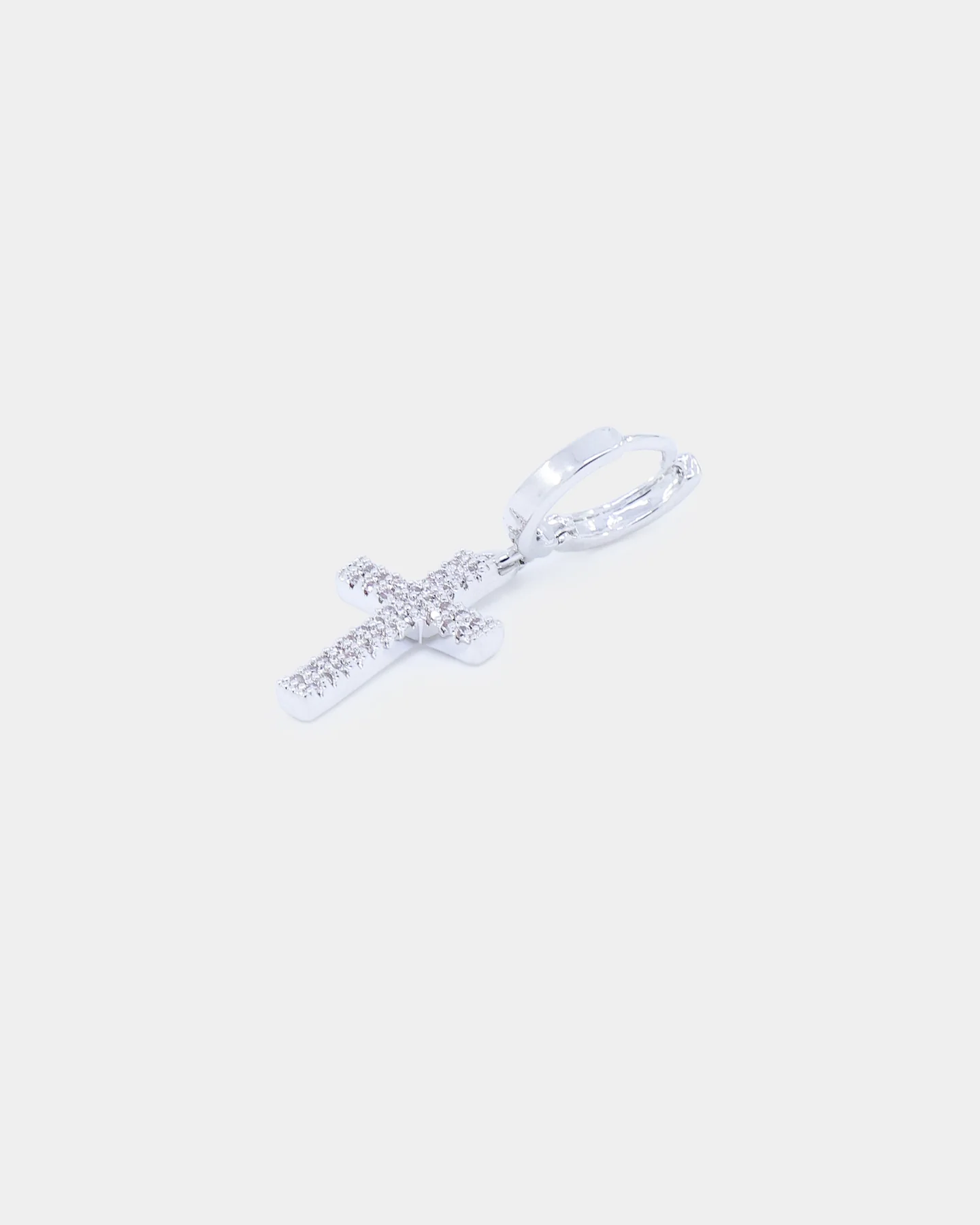 Saint Morta Mini Cross Earring Iced White Gold - Image 4