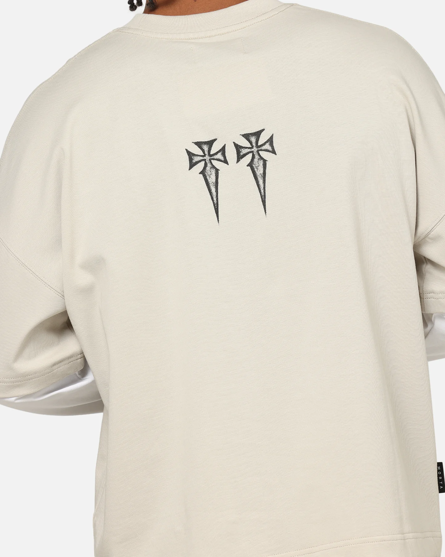 Saint Morta Muerte Layered Long Sleeve T-Shirt Stone/White - Image 8