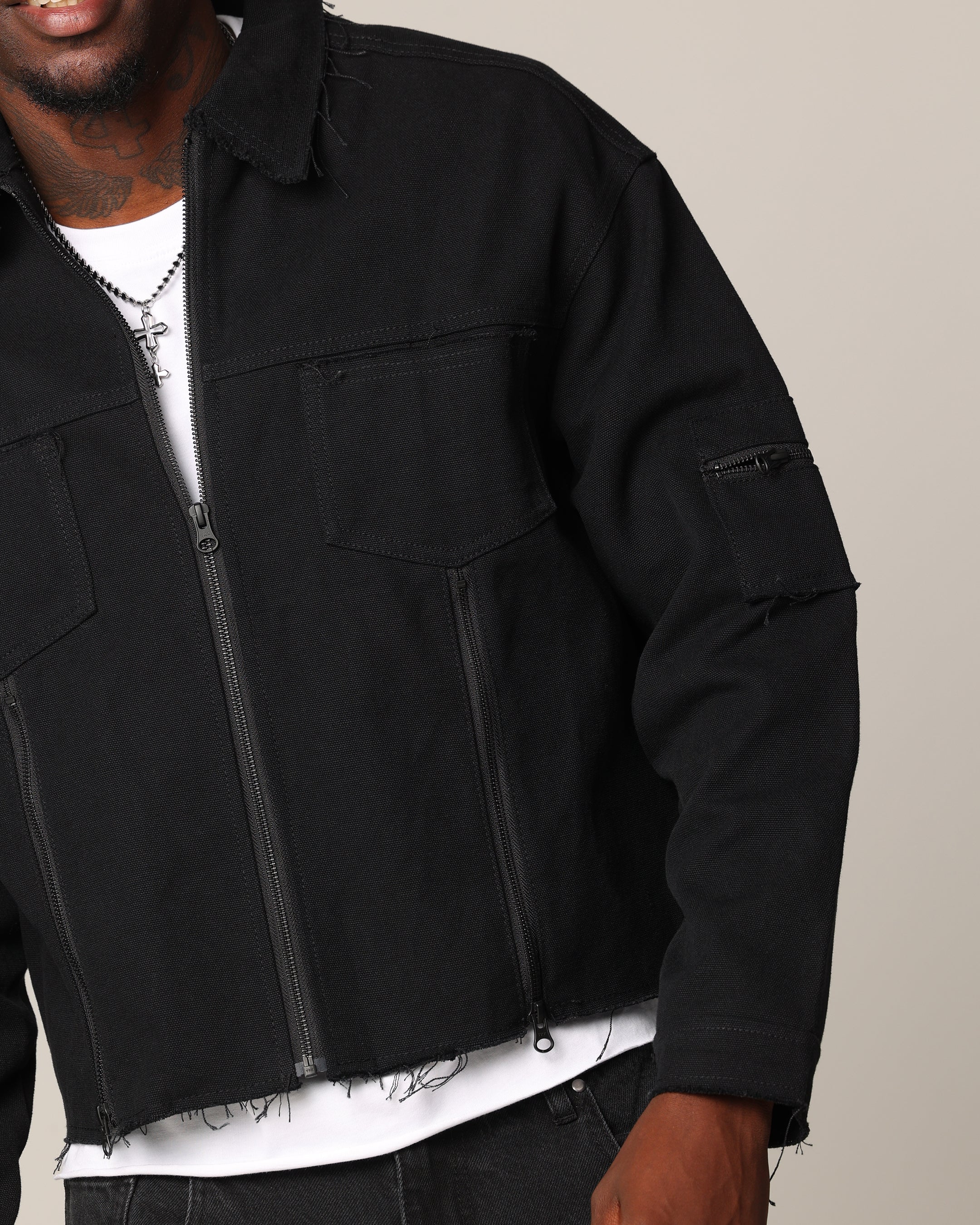 Saint Morta Nightcrawler Cuttoff Jacket Black - Image 7