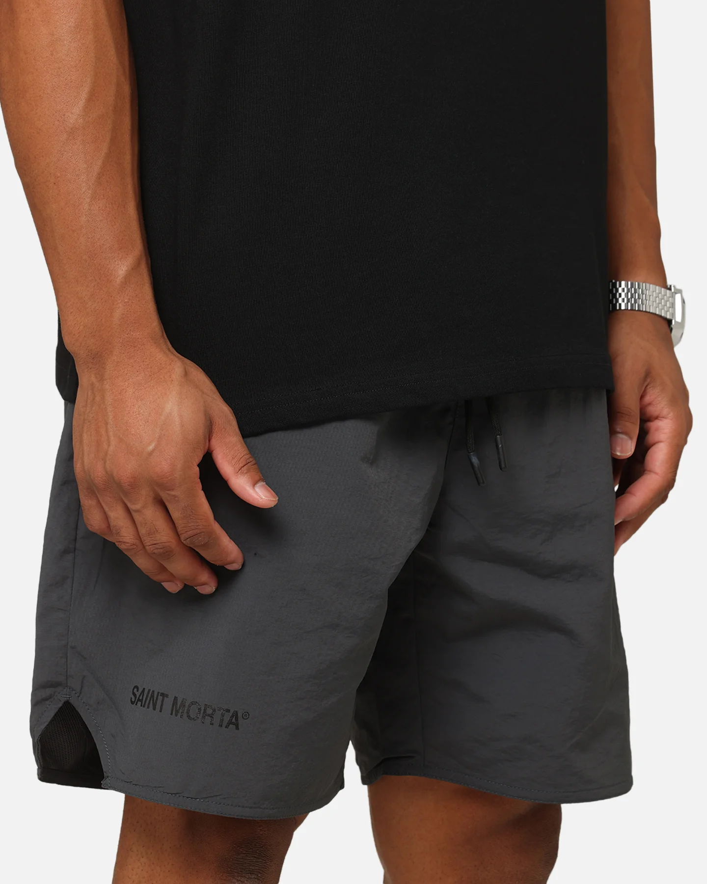 Saint Morta Official Nylon Shorts Dark Grey - Image 3