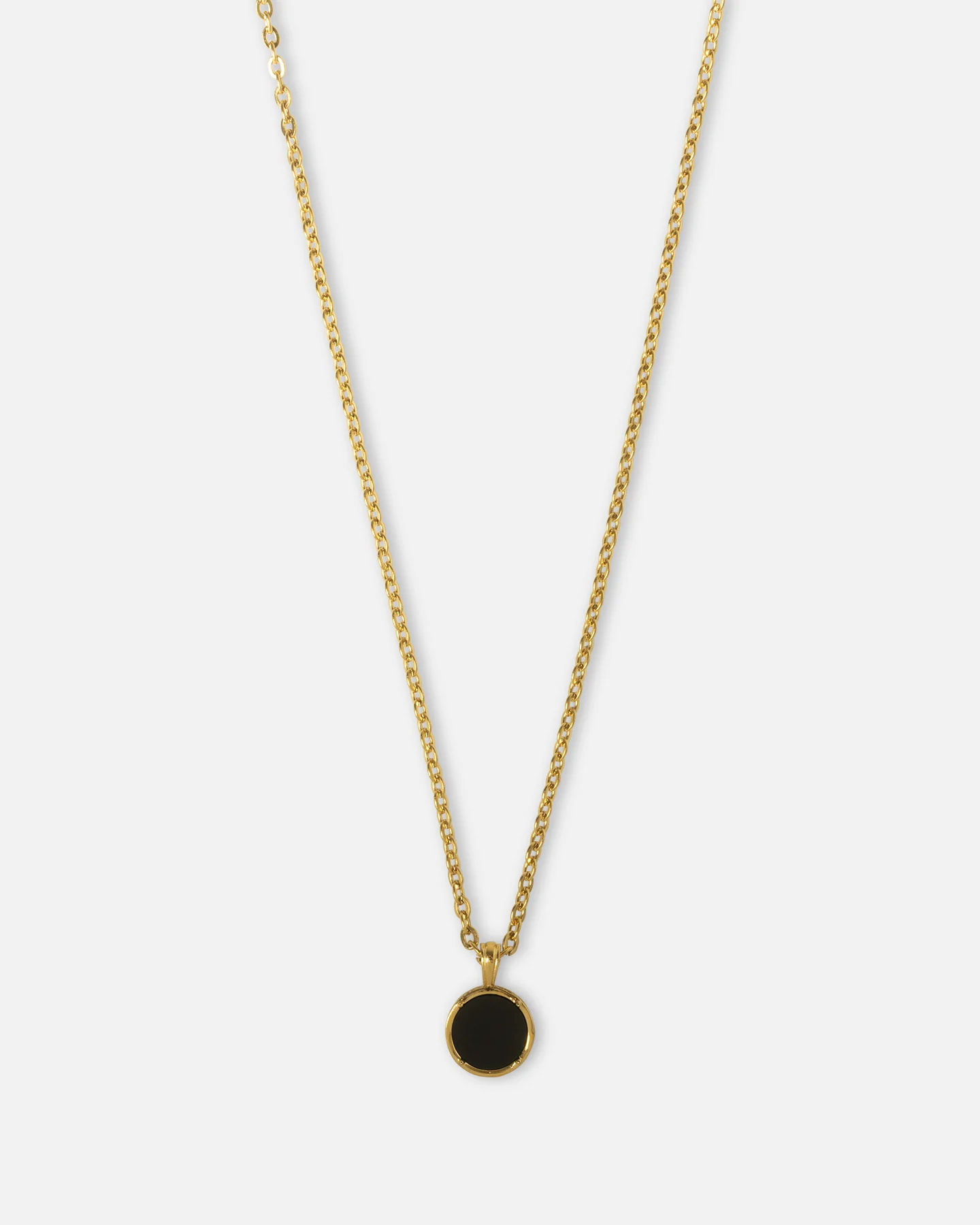 Saint Morta Onyx Round Pendant Chain Gold