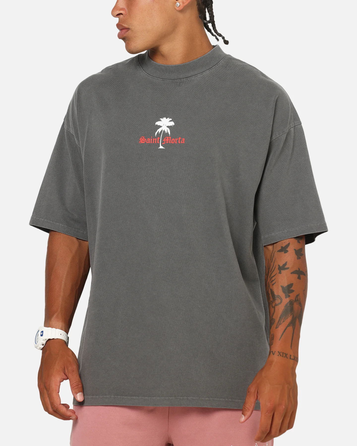 Saint Morta Palm Dreams T-Shirt Washed Charcoal - Image 6