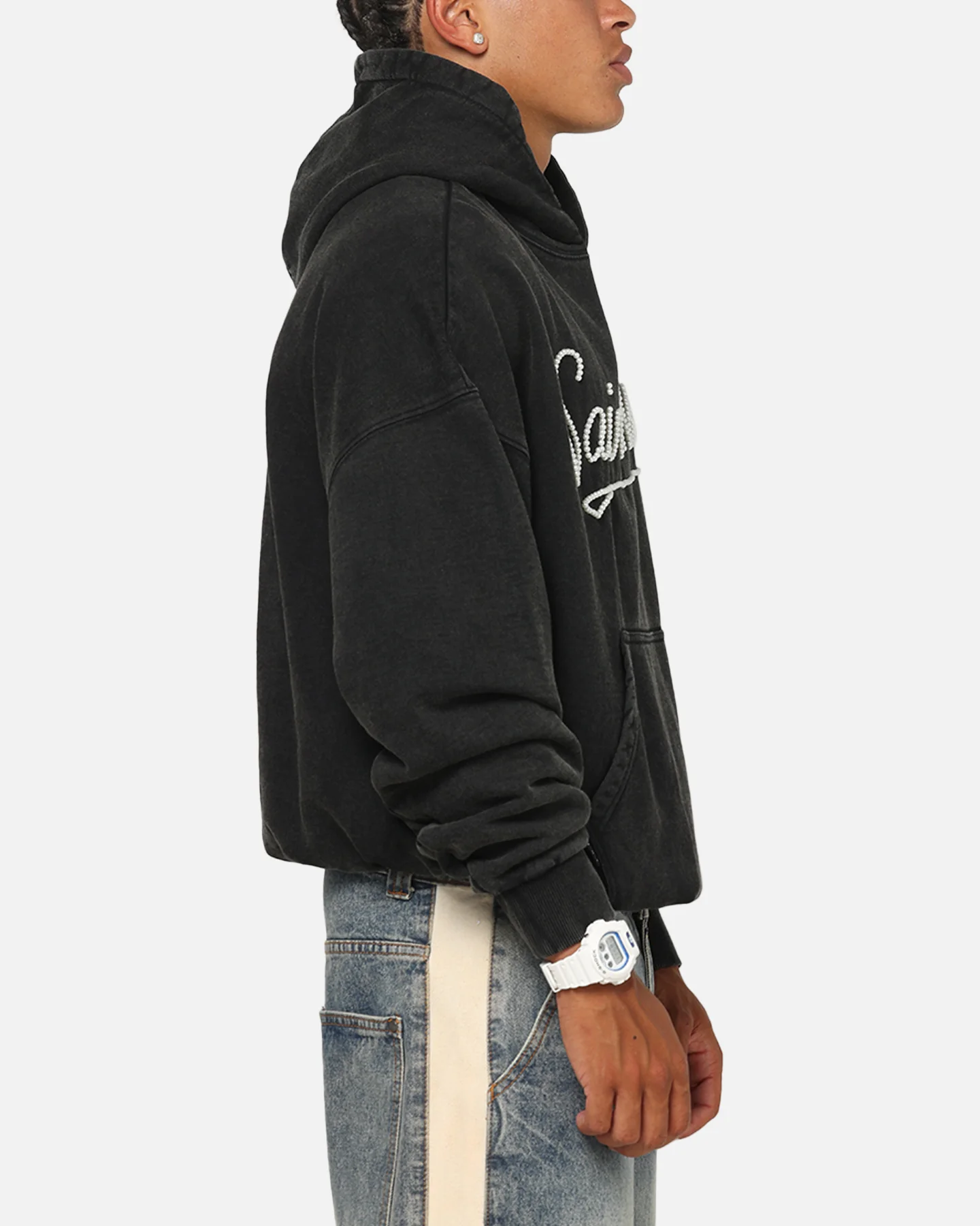 Saint Morta Pearl Script Hoodie Vintage Black - Image 4
