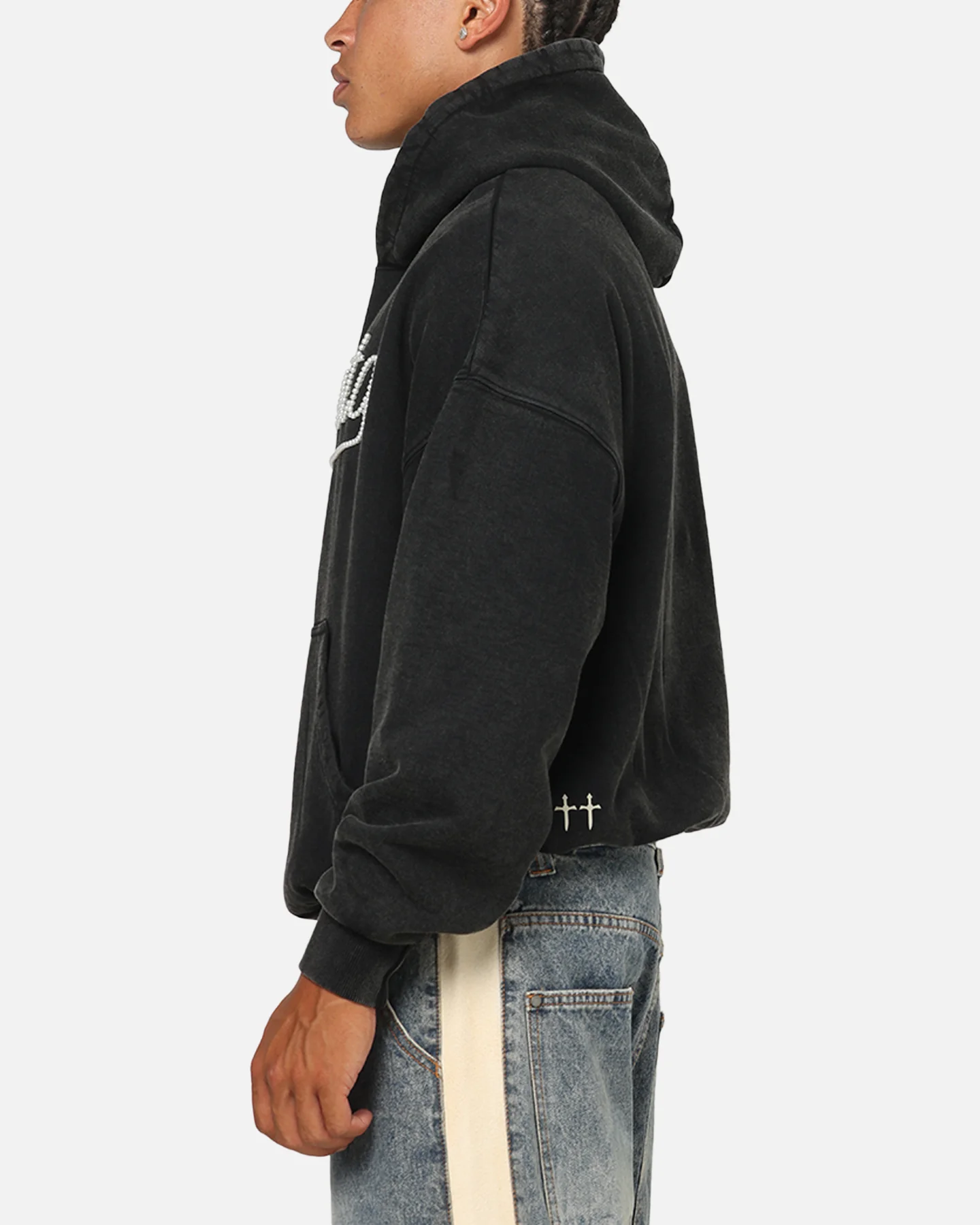 Saint Morta Pearl Script Hoodie Vintage Black - Image 5