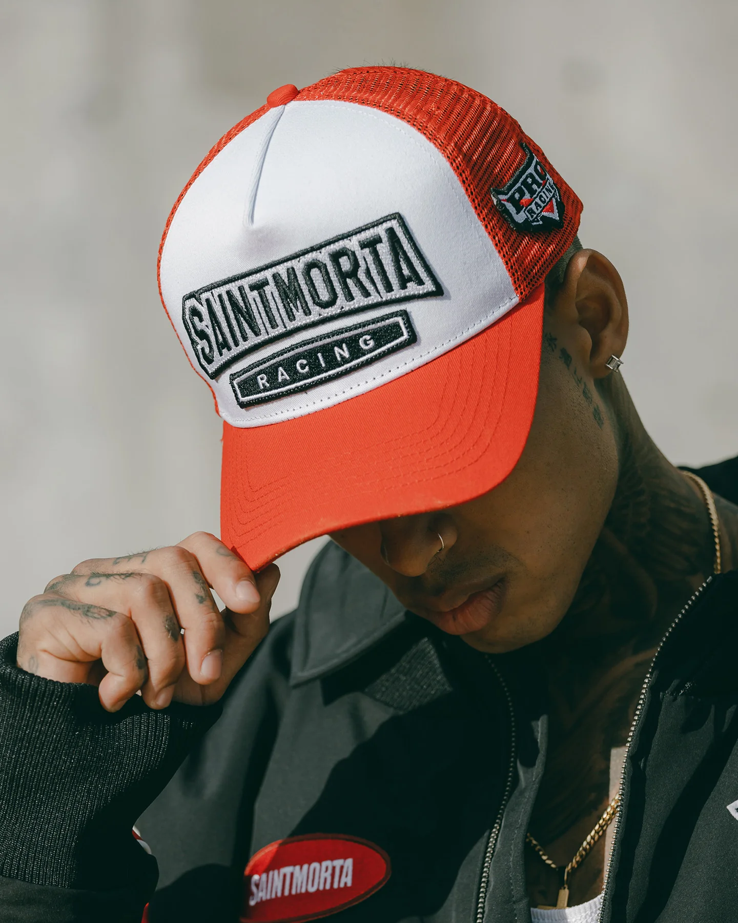Saint Morta Pro Racing Trucker Cap Snapback Red/White - Image 3