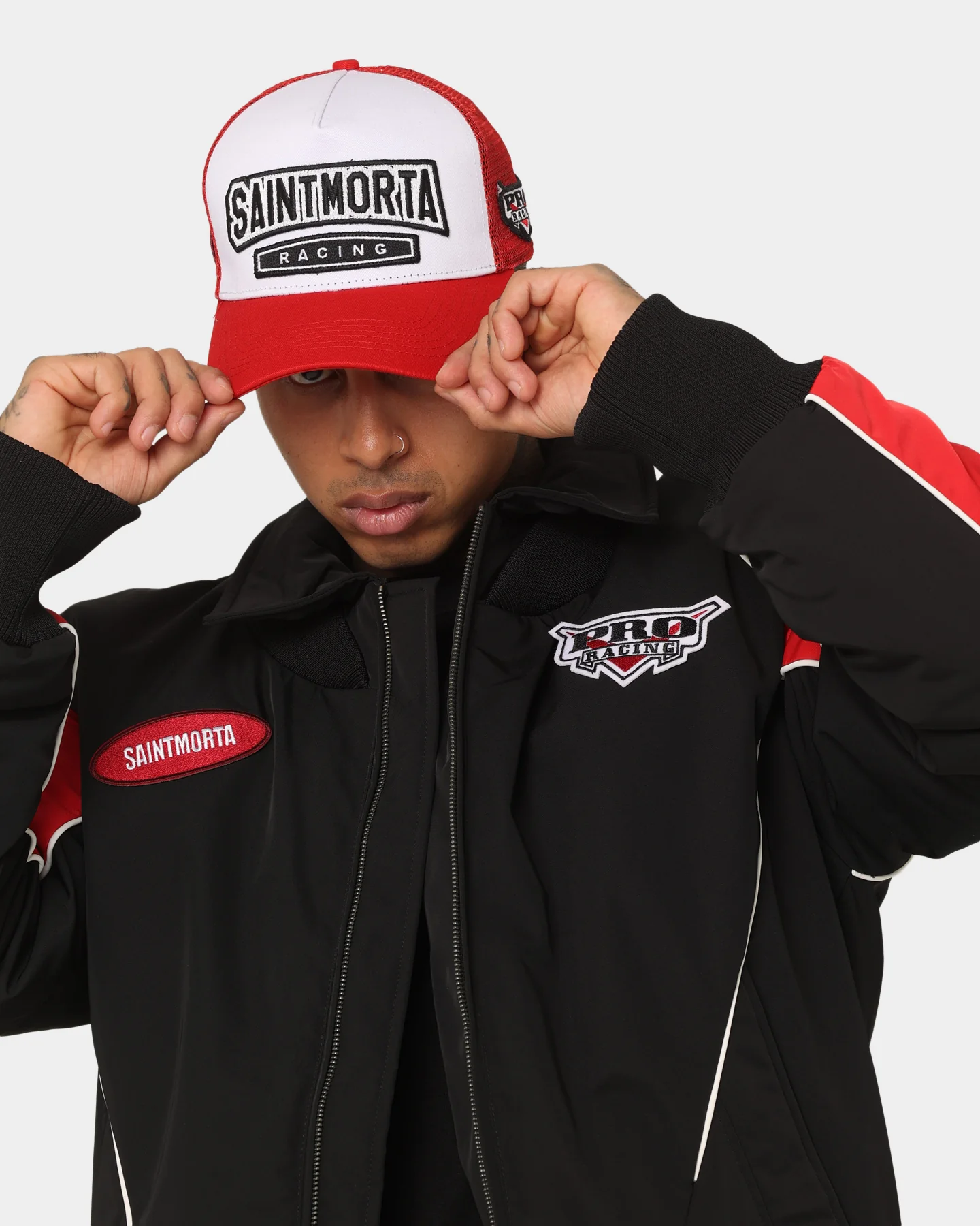 Saint Morta Pro Racing Trucker Cap Snapback Red/White - Image 5