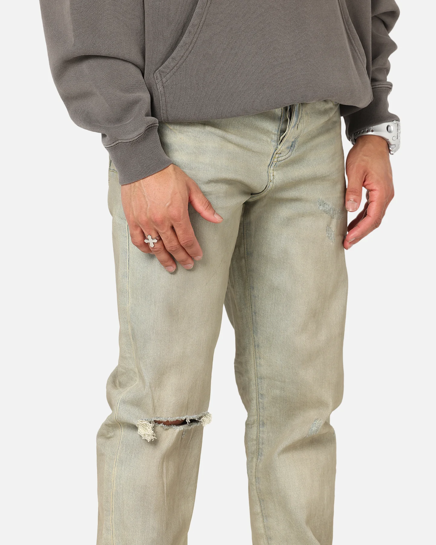 Saint Morta Psykhe Dirty Distressed Jeans Dirty Denim - Image 4