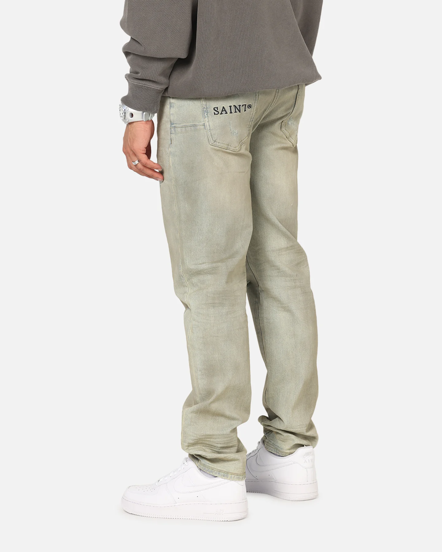 Saint Morta Psykhe Dirty Distressed Jeans Dirty Denim - Image 6