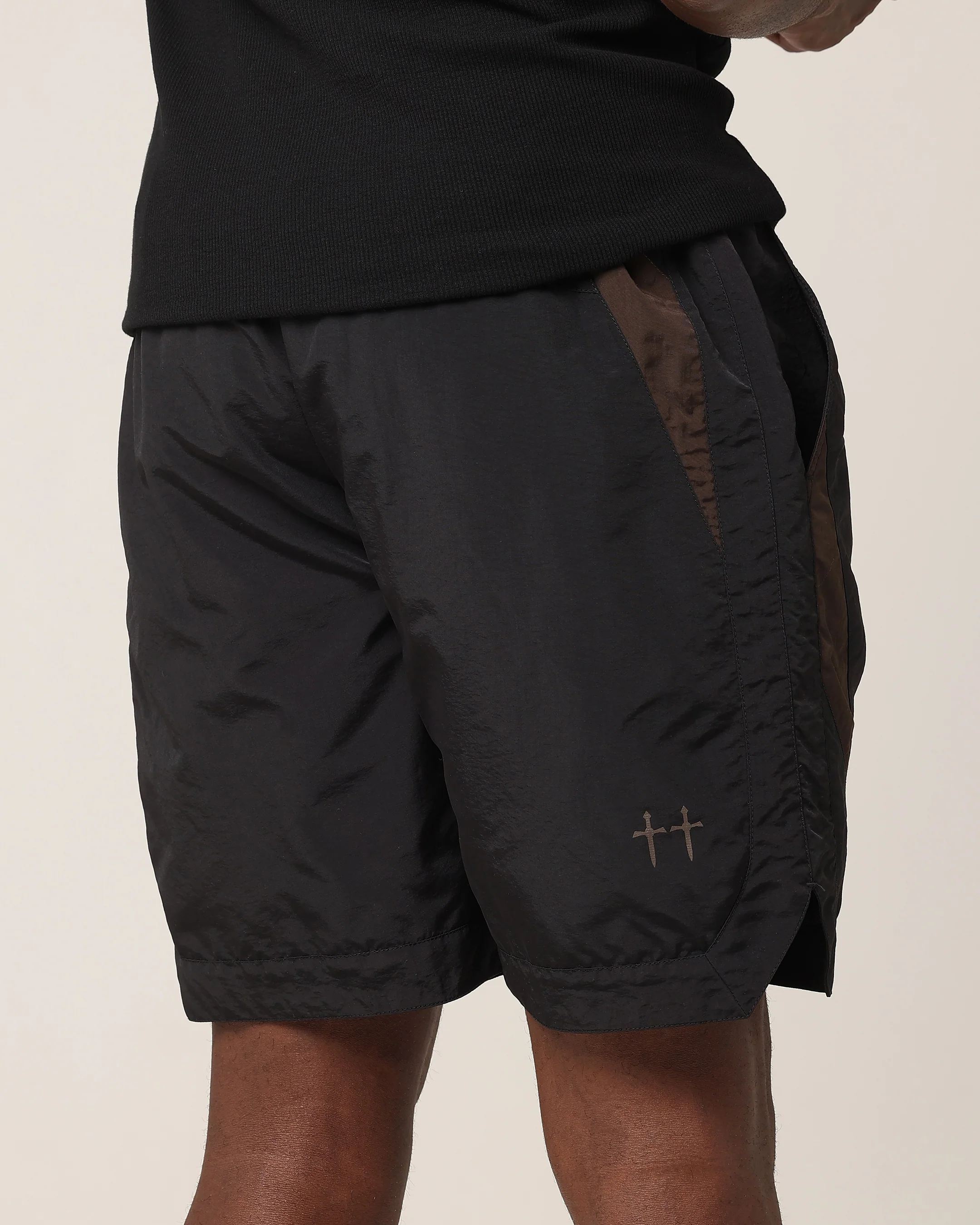 Saint Morta Rage Nylon Shorts Black/Brown - Image 3