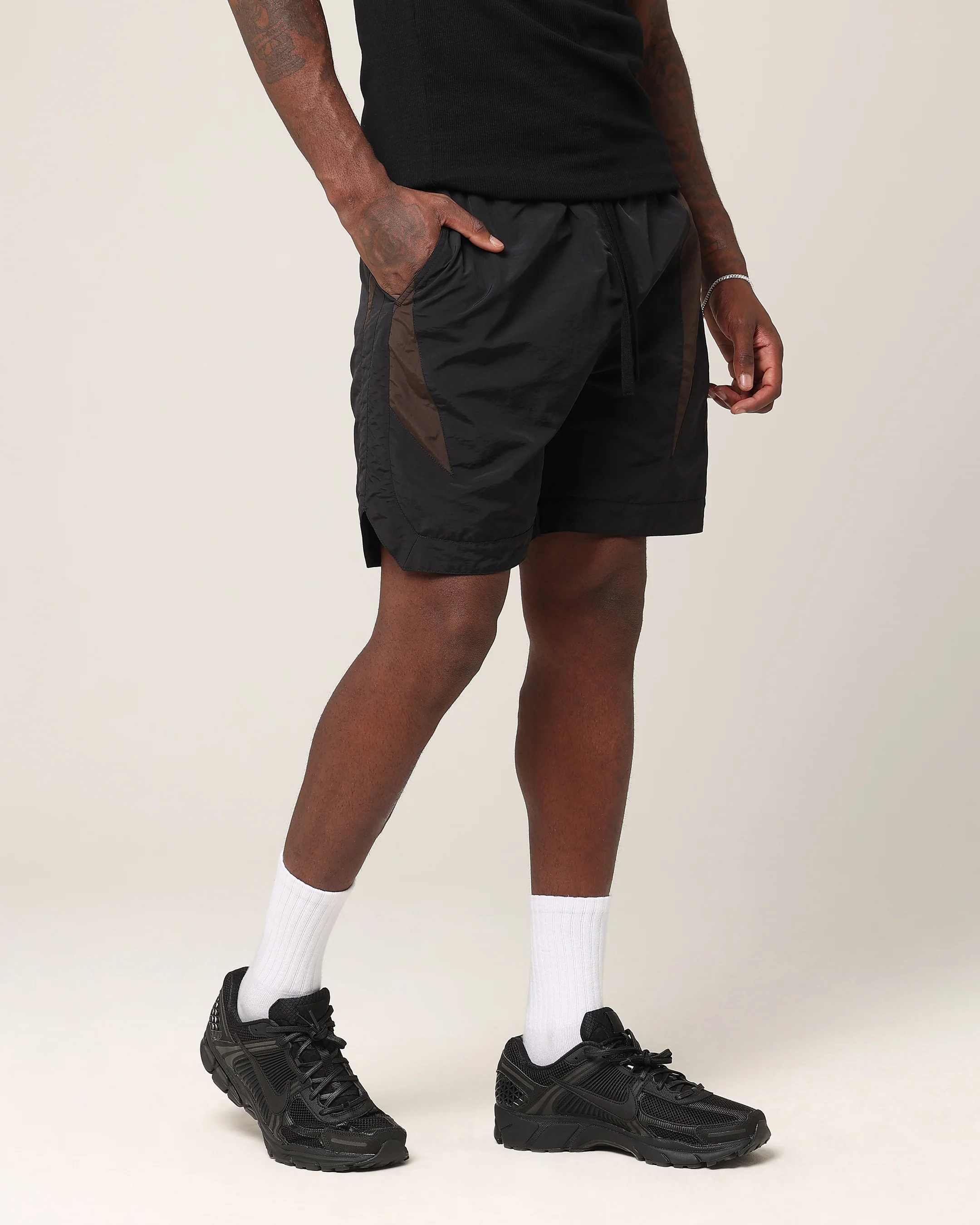 Saint Morta Rage Nylon Shorts Black/Brown - Image 5