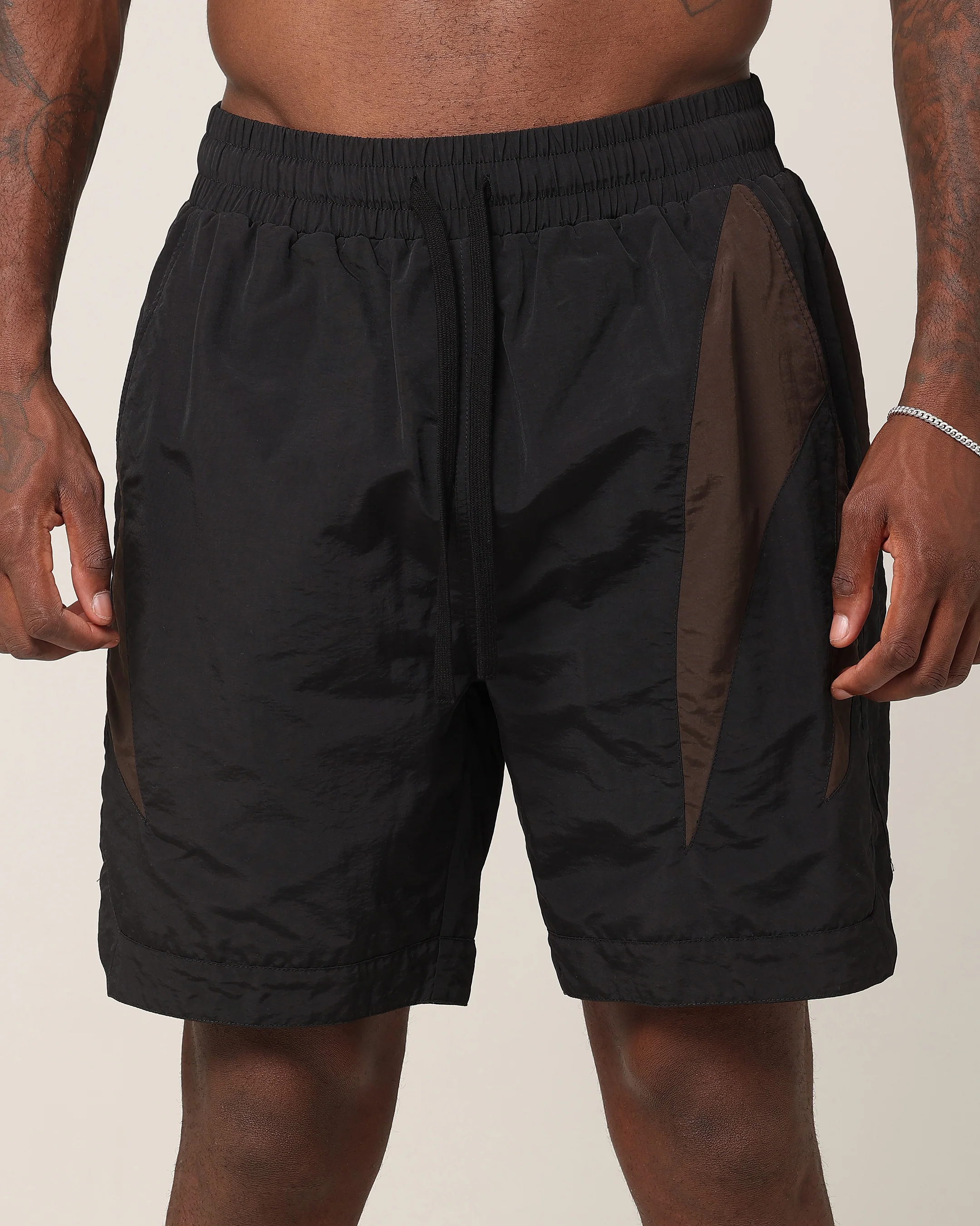 Saint Morta Rage Nylon Shorts Black/Brown - Image 7