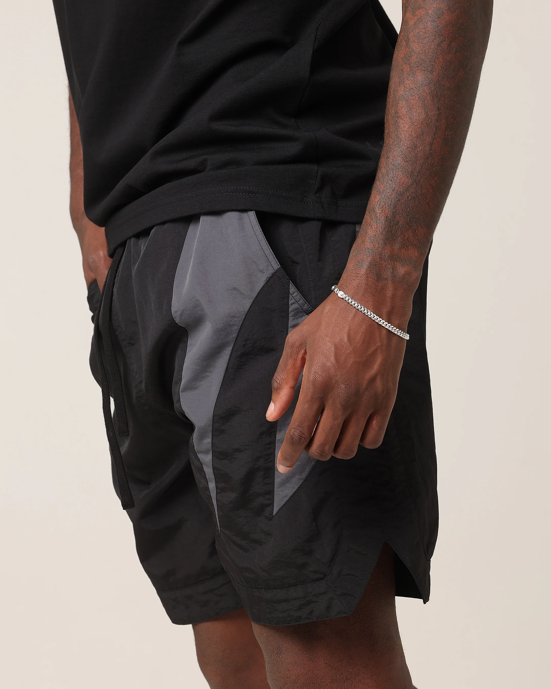 Saint Morta Rage Nylon Shorts Black/Grey - Image 4