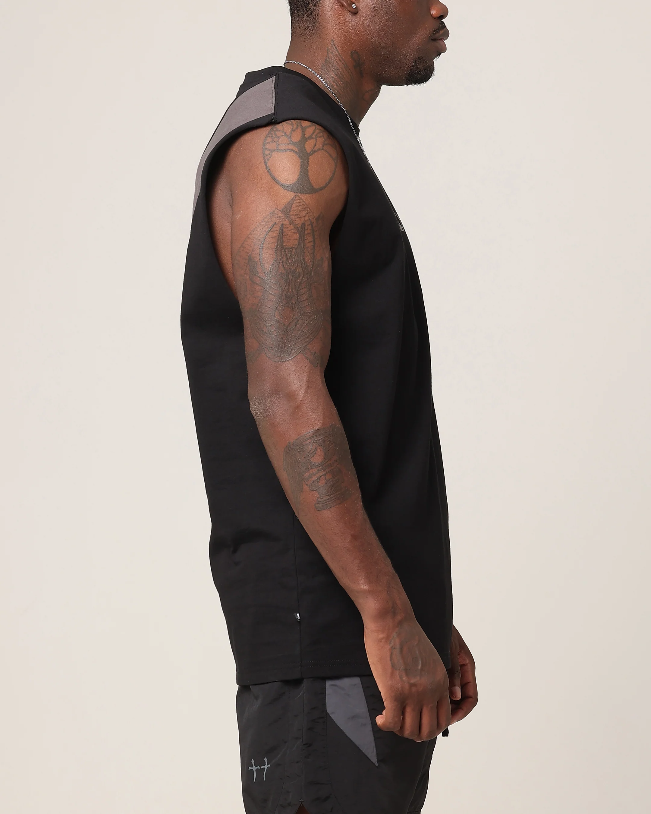 Saint Morta Rage Oversized Muscle T-Shirt Black/Grey - Image 5